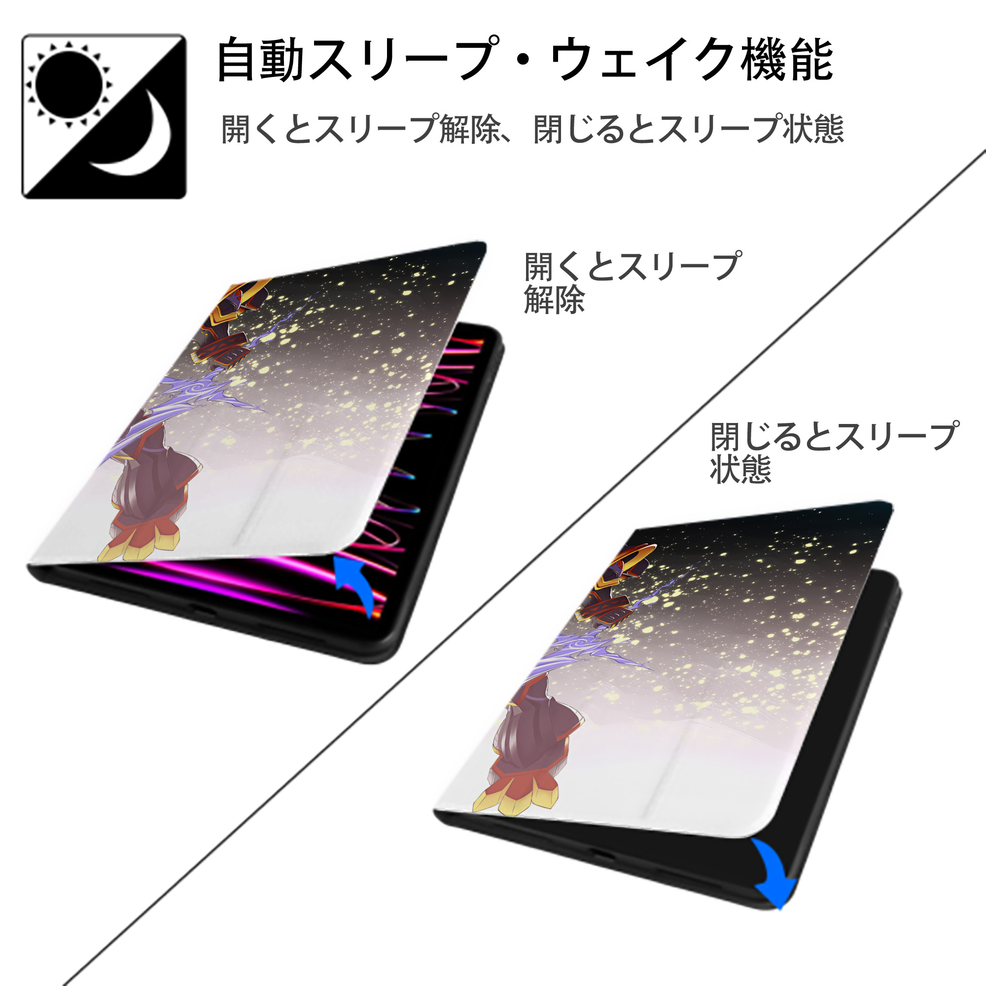Digimon デジタルモンスター/デジモン IPadケース ペンホルダー付き ブックスタイルデザイン