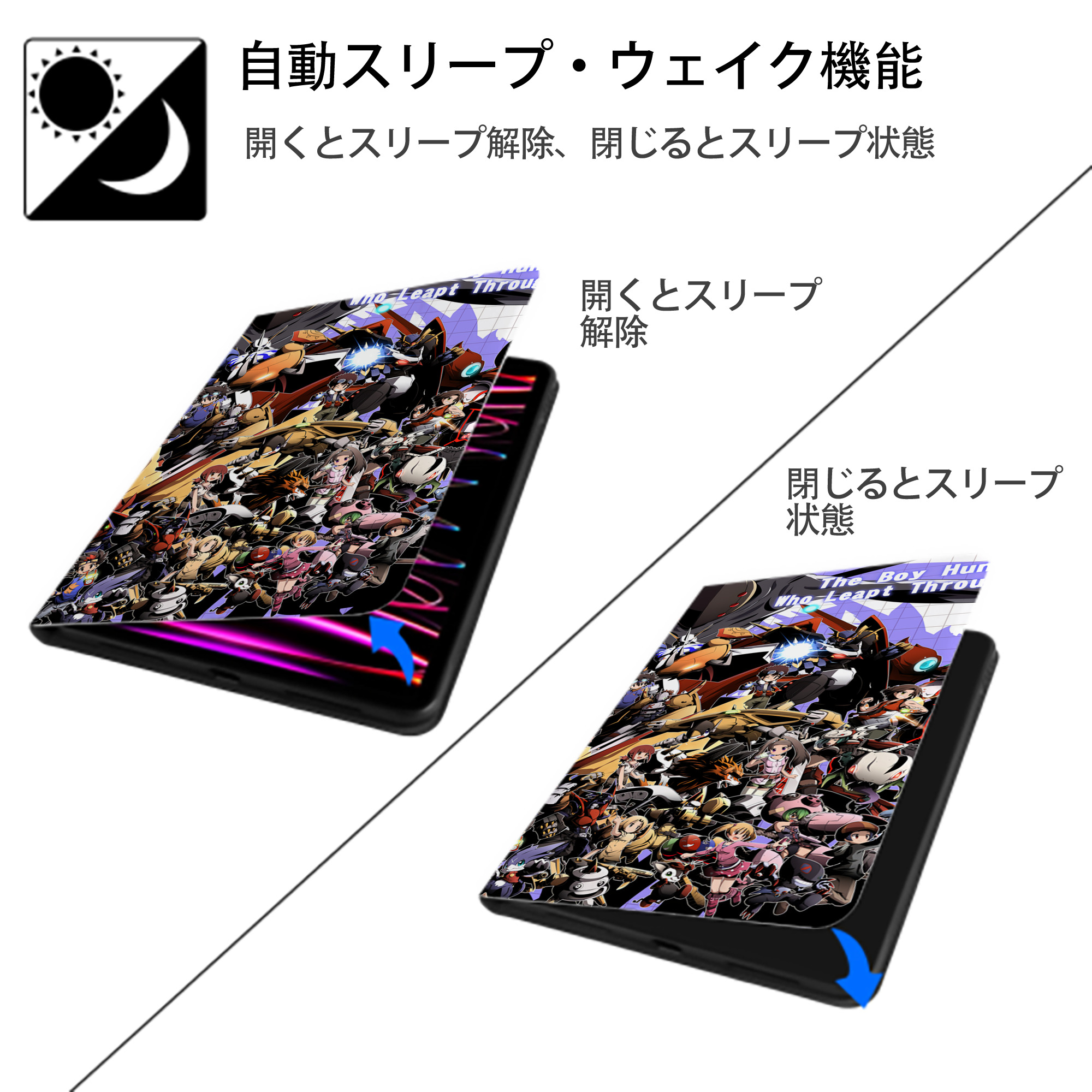 Digimon デジタルモンスター/デジモン IPadケース ペンホルダー付き ブックスタイルデザイン