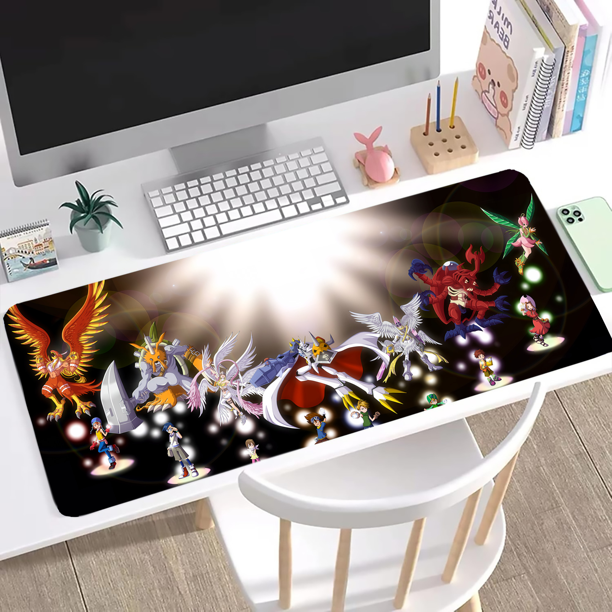 （画像用） Digimon デジタルモンスター/デジモン ステッチ加工 大判デスクマット／滑り止めマウスパッド