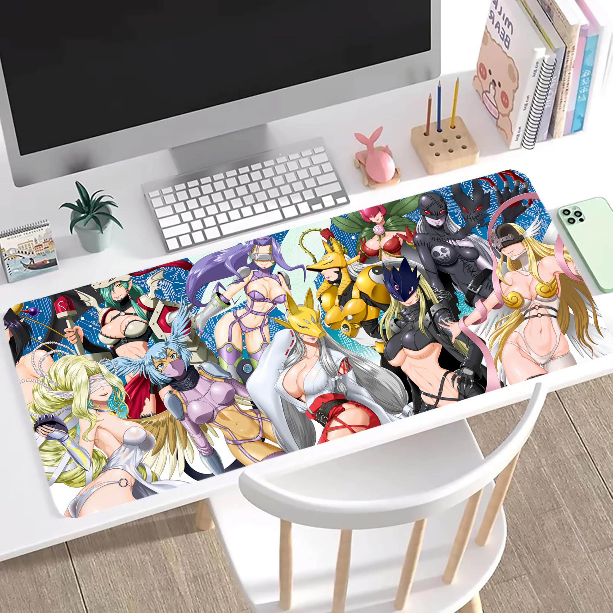 （画像用） Digimon デジタルモンスター/デジモン ステッチ加工 大判デスクマット／滑り止めマウスパッド