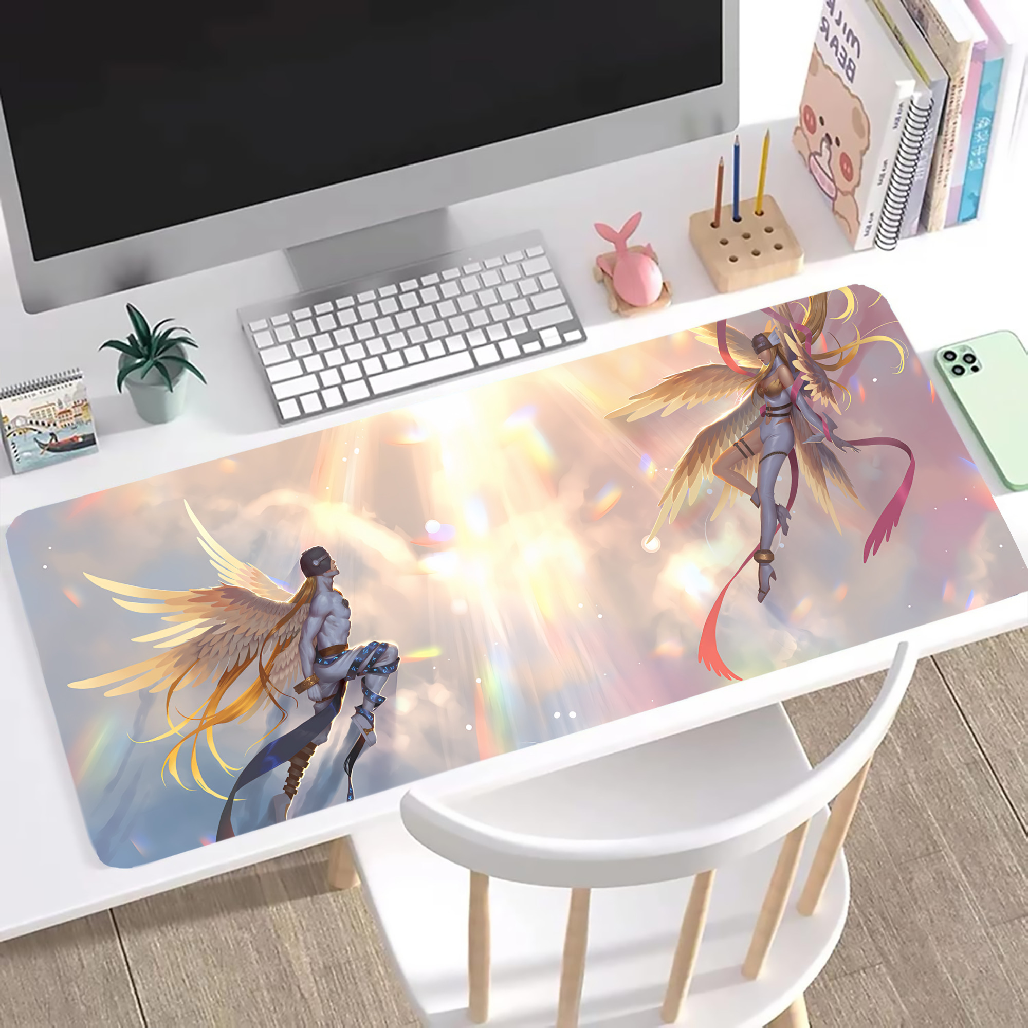 （画像用） Digimon デジタルモンスター/デジモン ステッチ加工 大判デスクマット／滑り止めマウスパッド