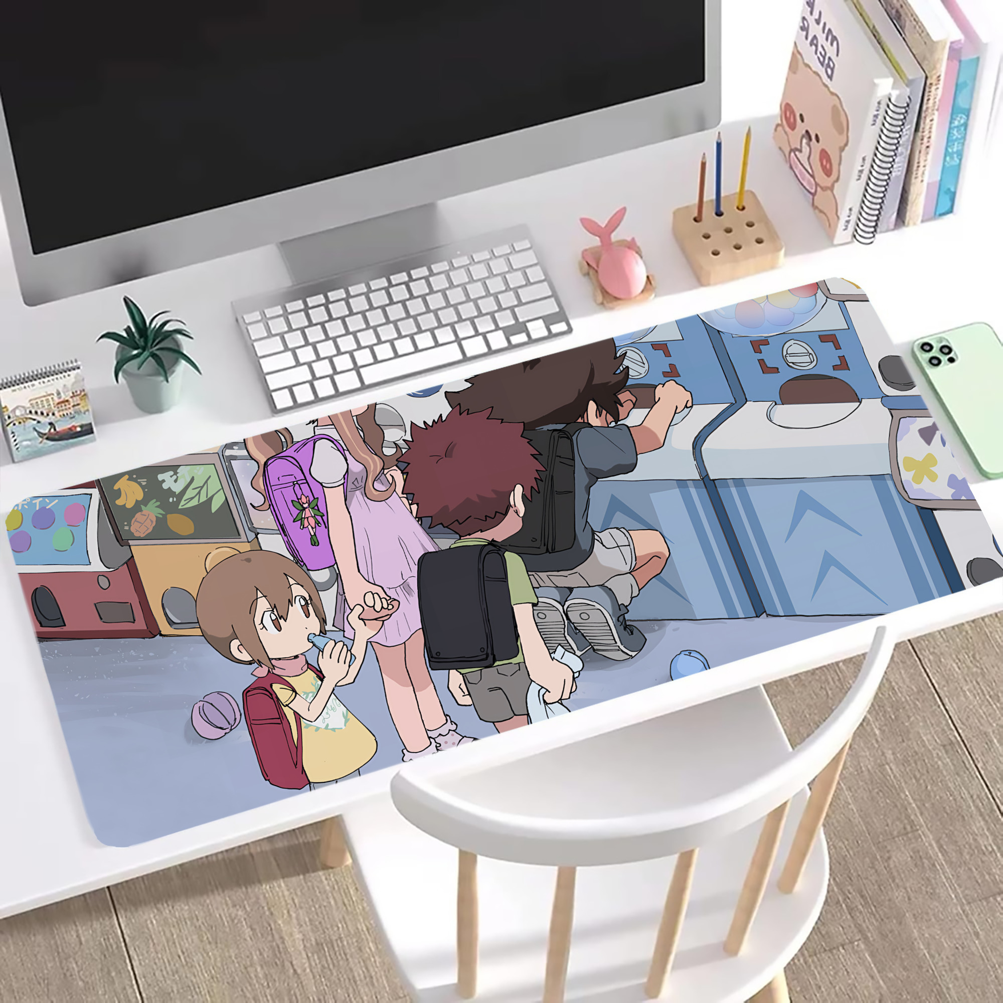 （画像用） Digimon デジタルモンスター/デジモン ステッチ加工 大判デスクマット／滑り止めマウスパッド
