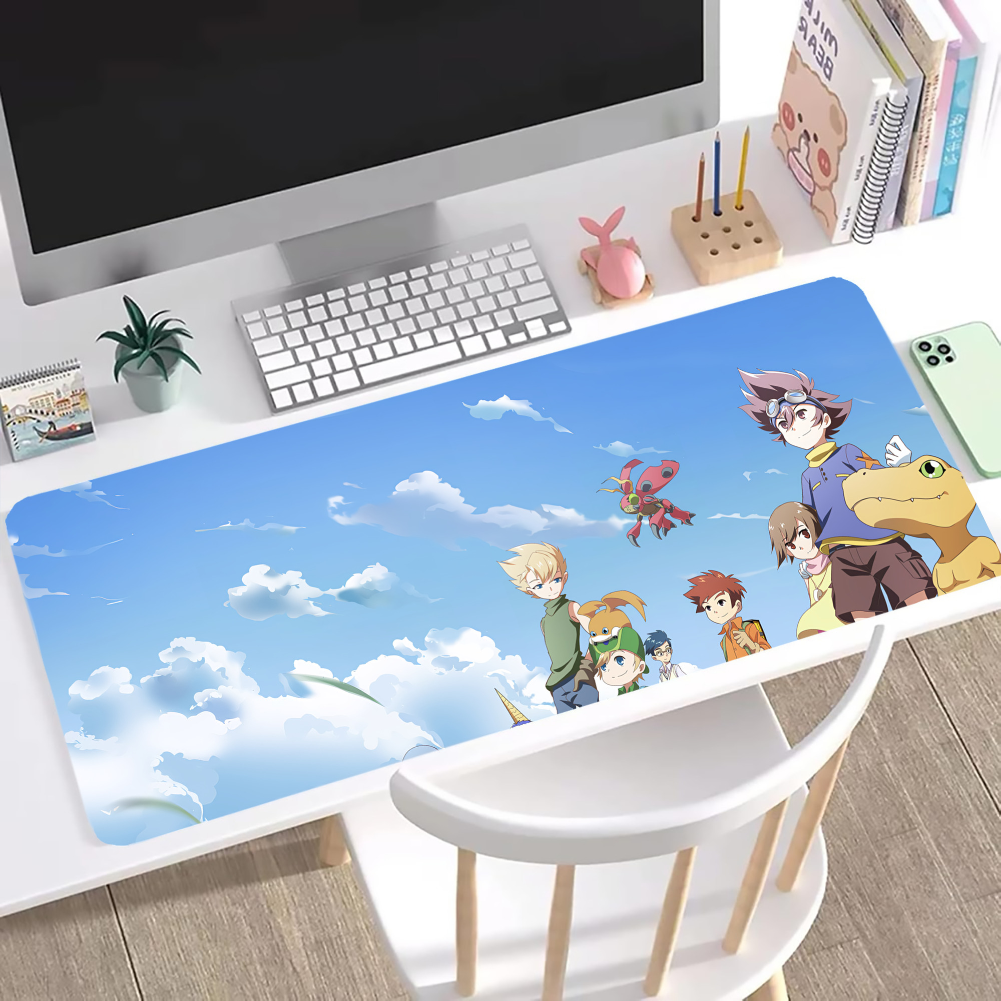 （画像用） Digimon デジタルモンスター/デジモン ステッチ加工 大判デスクマット／滑り止めマウスパッド