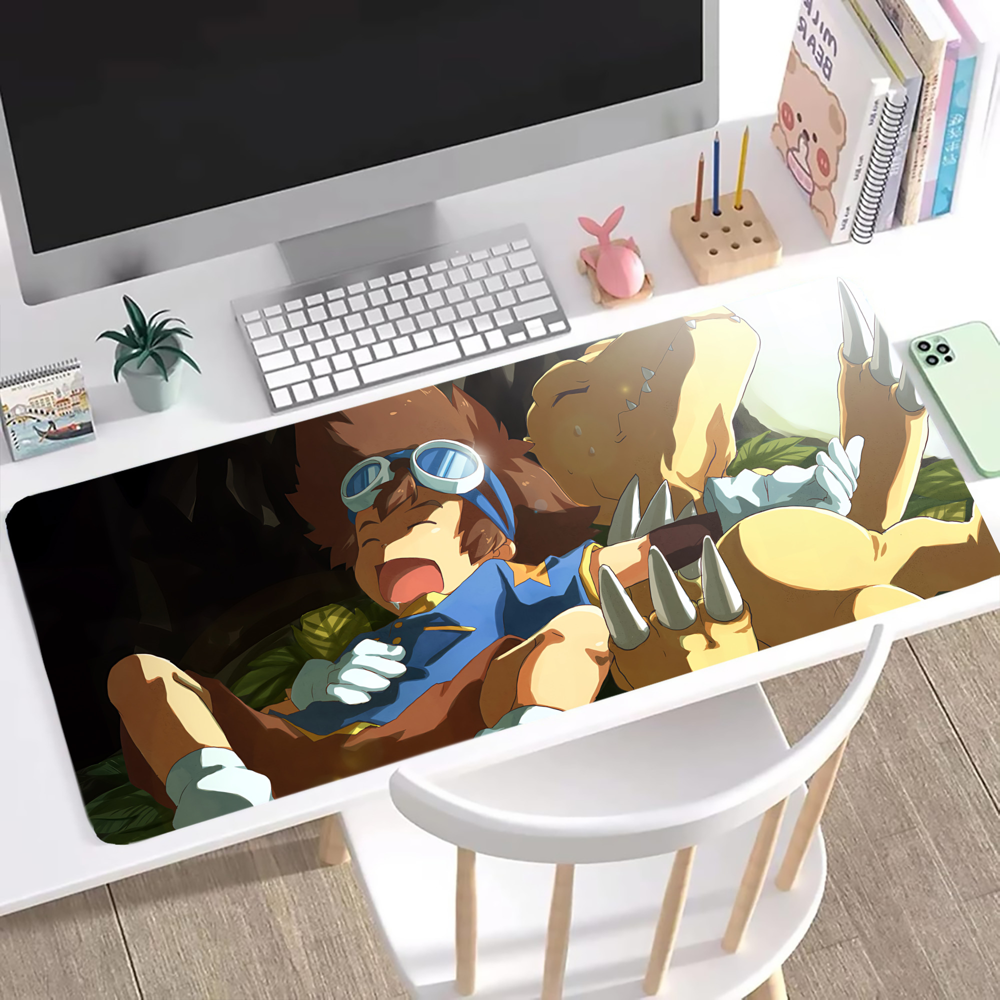 （画像用） Digimon デジタルモンスター/デジモン ステッチ加工 大判デスクマット／滑り止めマウスパッド