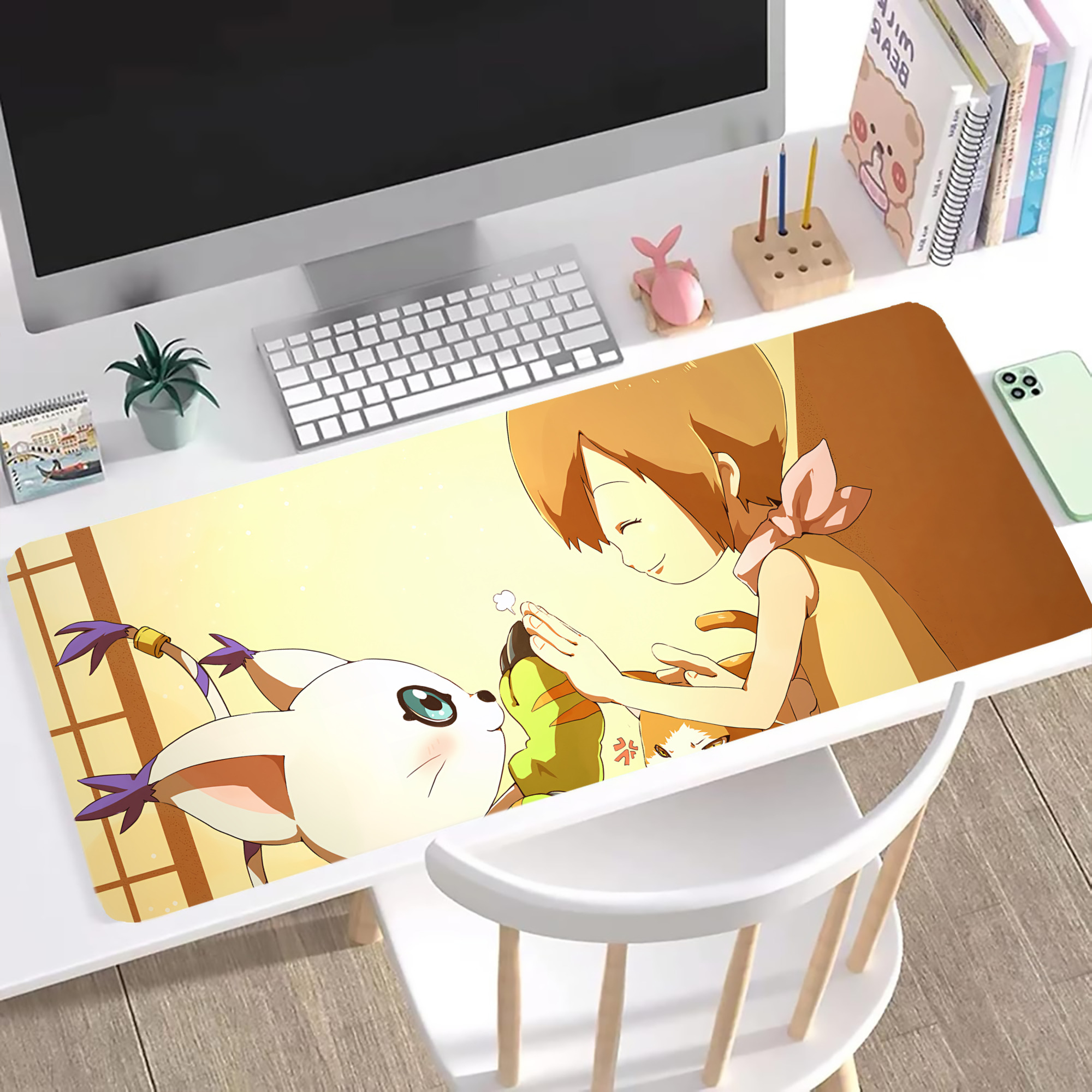 （画像用） Digimon デジタルモンスター/デジモン ステッチ加工 大判デスクマット／滑り止めマウスパッド