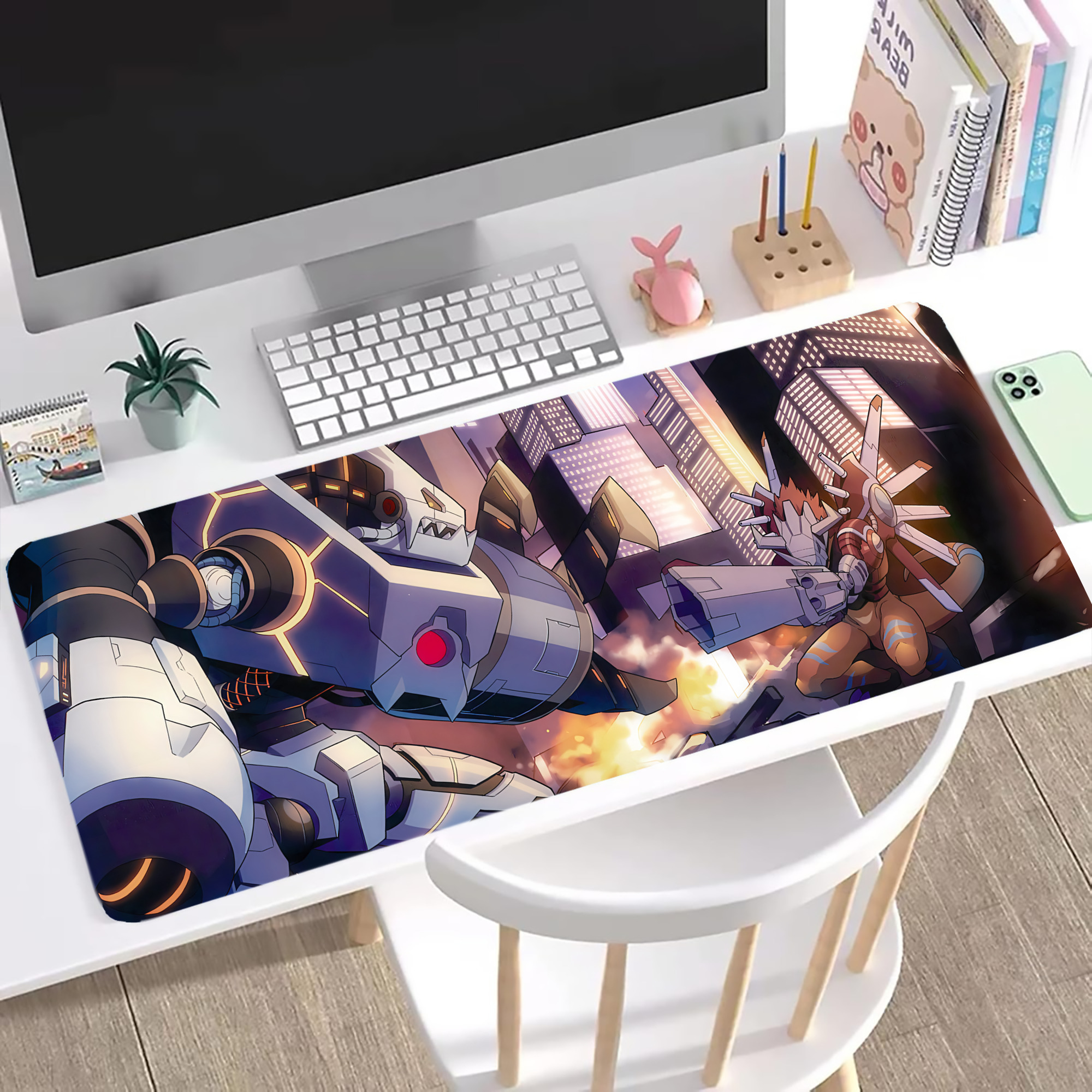 （画像用） Digimon デジタルモンスター/デジモン ステッチ加工 大判デスクマット／滑り止めマウスパッド
