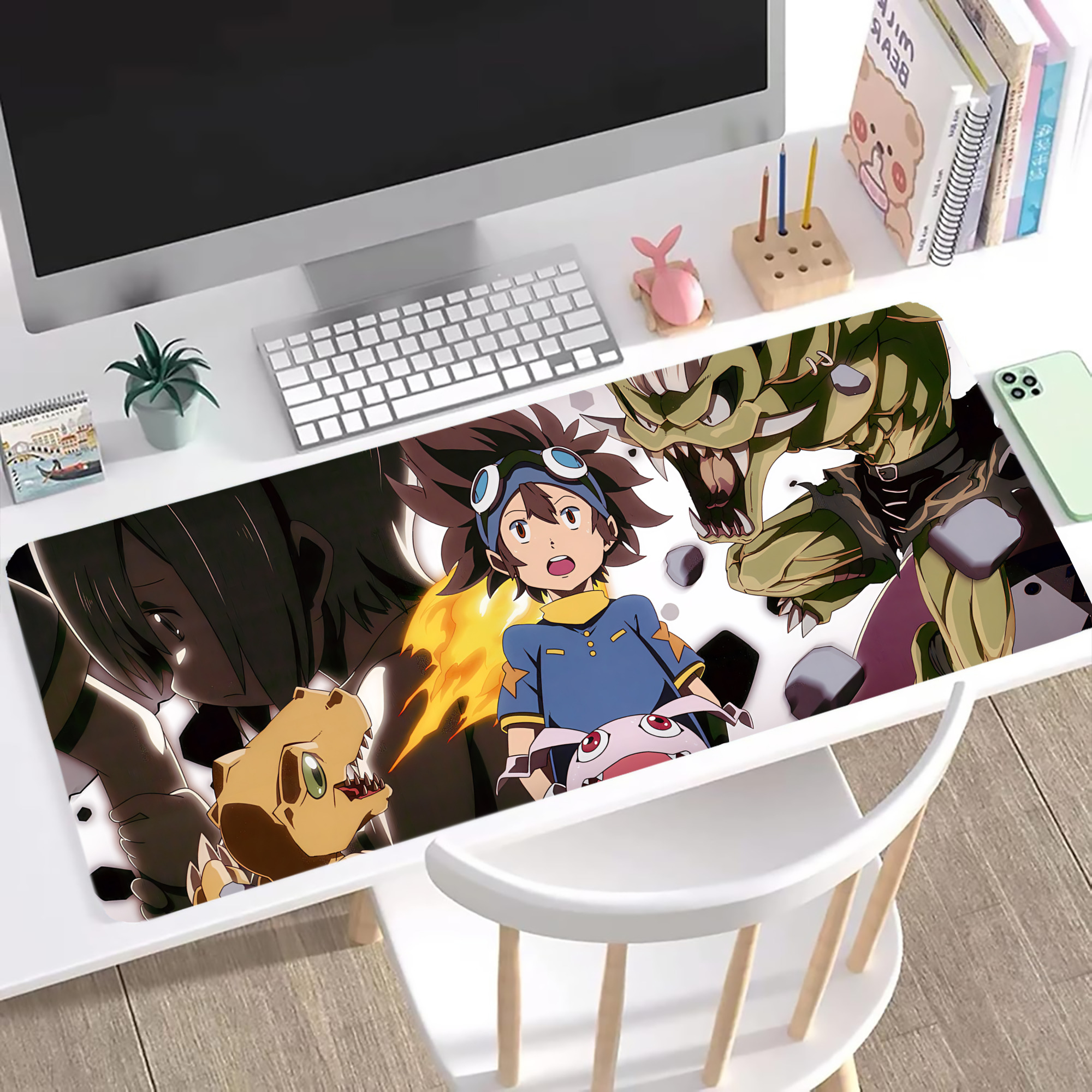 （画像用） Digimon デジタルモンスター/デジモン ステッチ加工 大判デスクマット／滑り止めマウスパッド