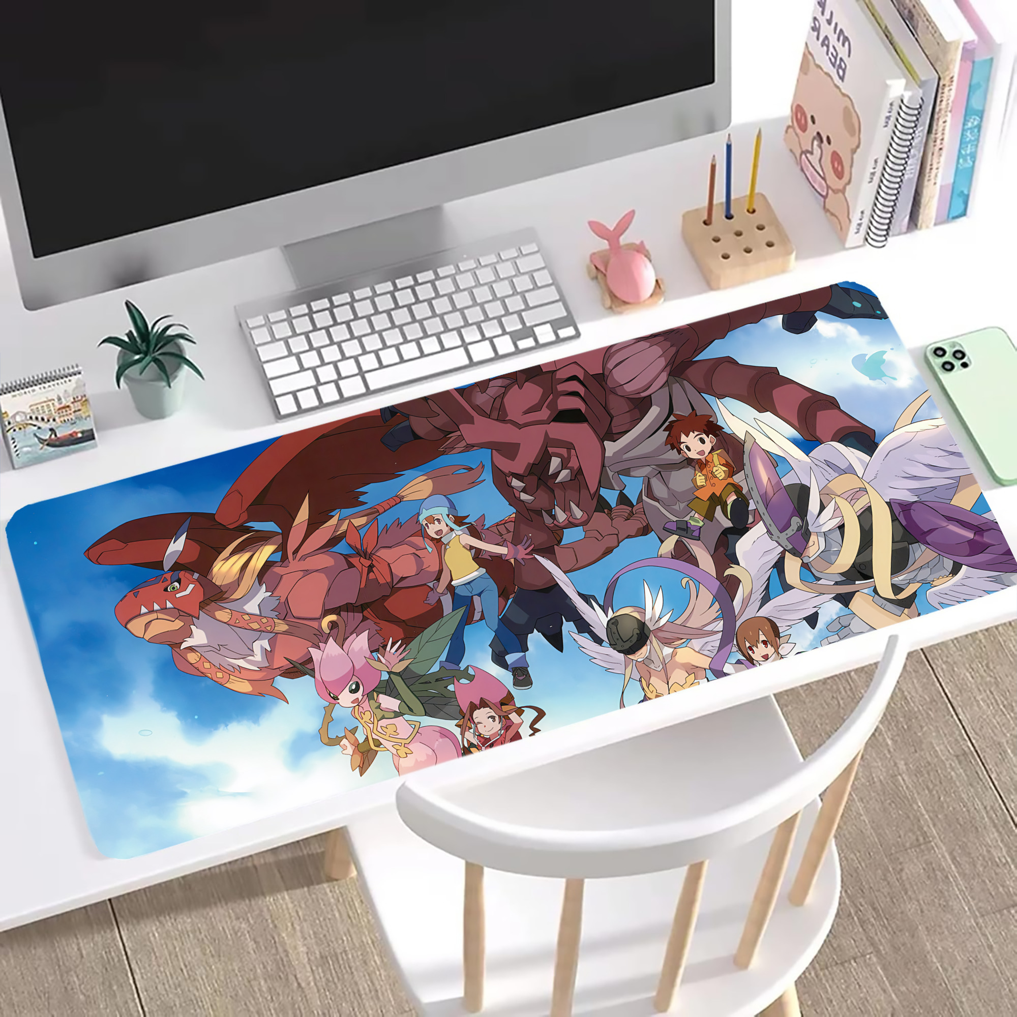（画像用） Digimon デジタルモンスター/デジモン ステッチ加工 大判デスクマット／滑り止めマウスパッド