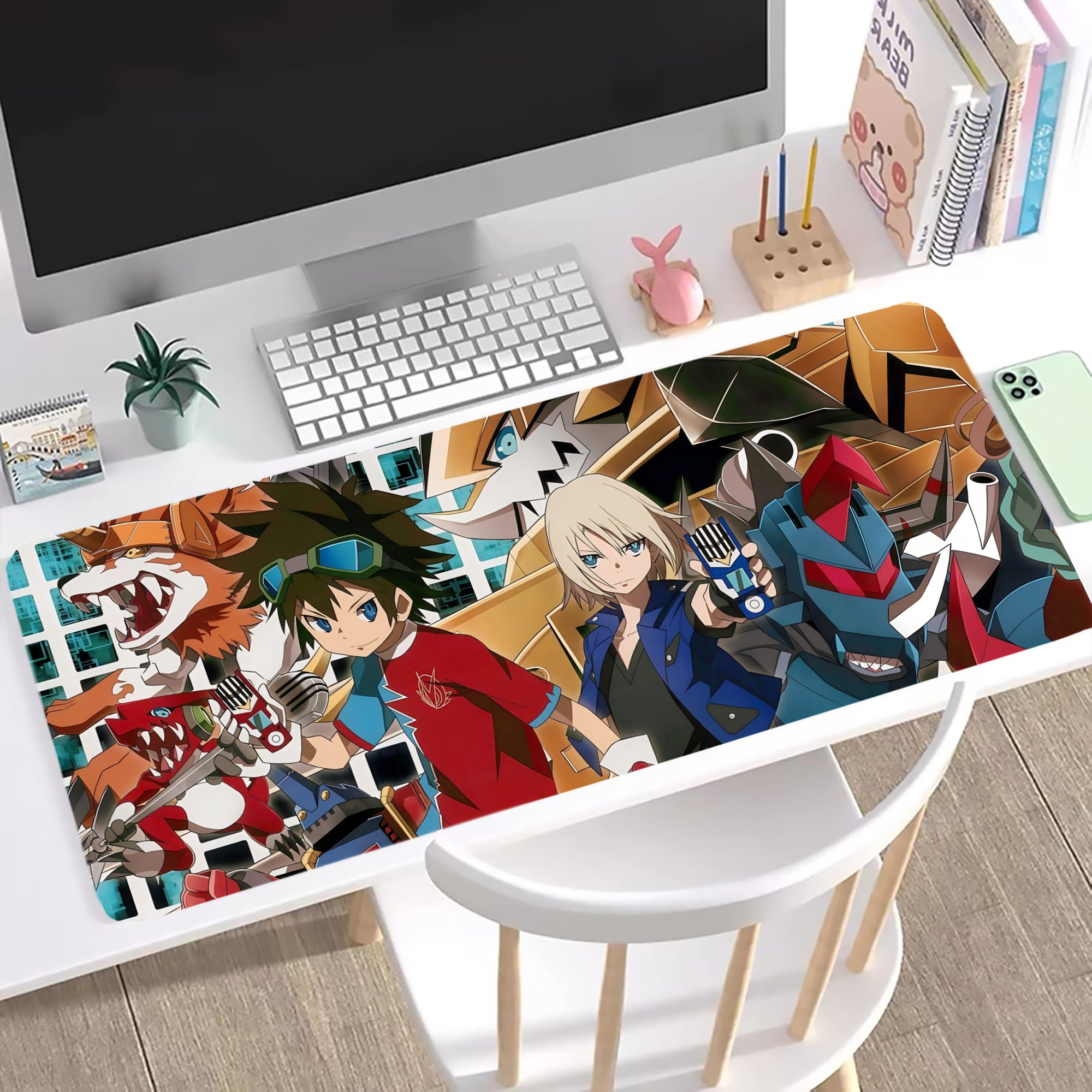 （画像用） Digimon デジタルモンスター/デジモン ステッチ加工 大判デスクマット／滑り止めマウスパッド