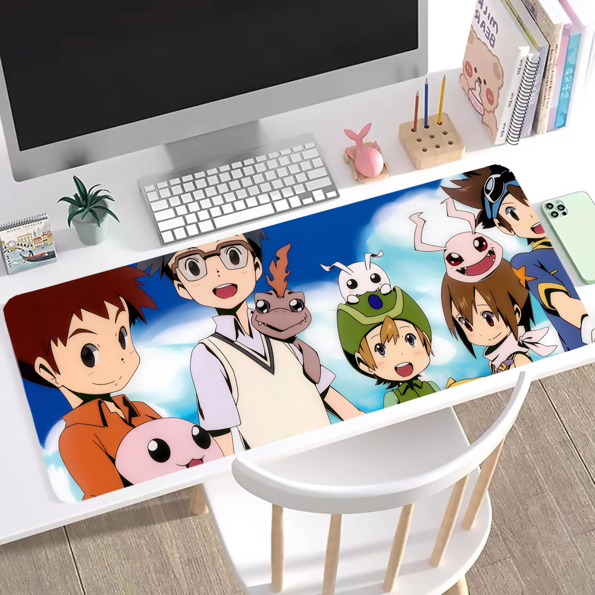（画像用） Digimon デジタルモンスター/デジモン ステッチ加工 大判デスクマット／滑り止めマウスパッド
