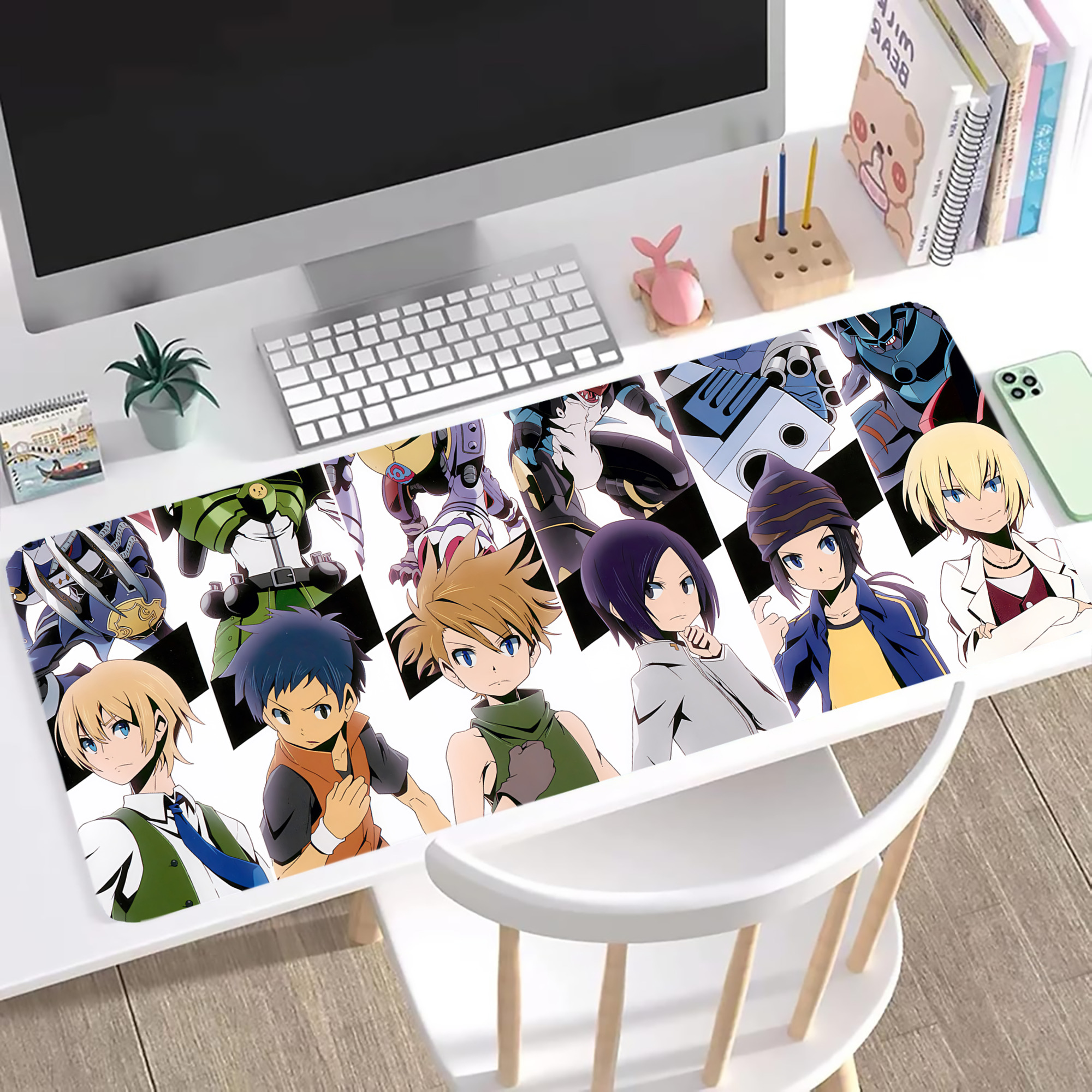 （画像用） Digimon デジタルモンスター/デジモン ステッチ加工 大判デスクマット／滑り止めマウスパッド