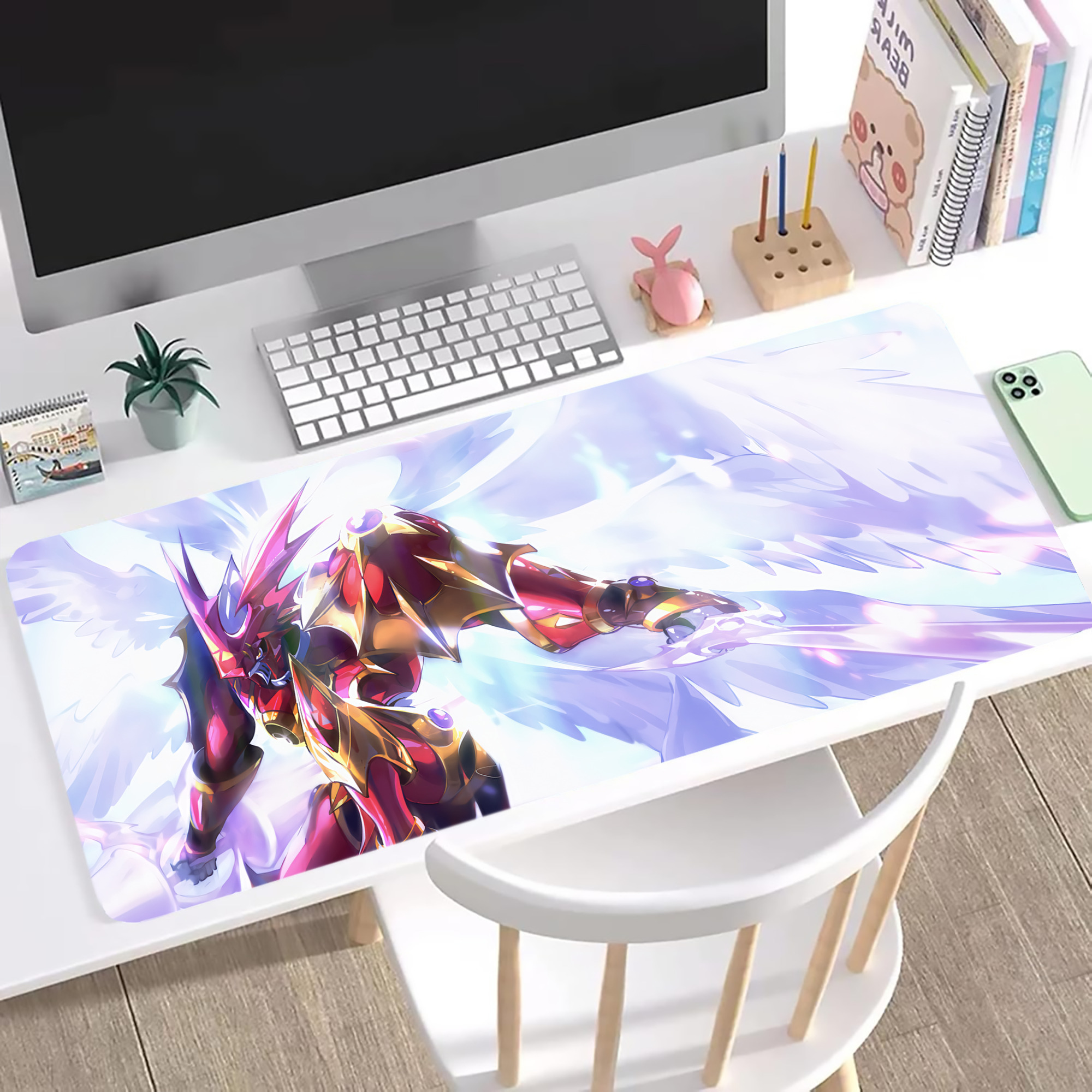 （画像用） Digimon デジタルモンスター/デジモン ステッチ加工 大判デスクマット／滑り止めマウスパッド