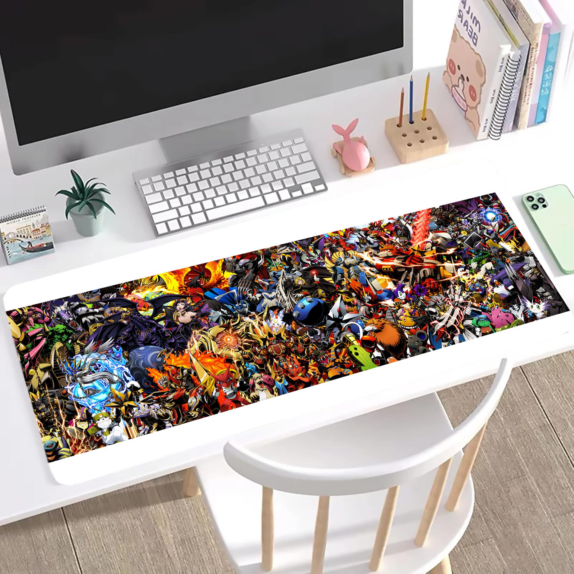 （画像用） Digimon デジタルモンスター/デジモン ステッチ加工 大判デスクマット／滑り止めマウスパッド