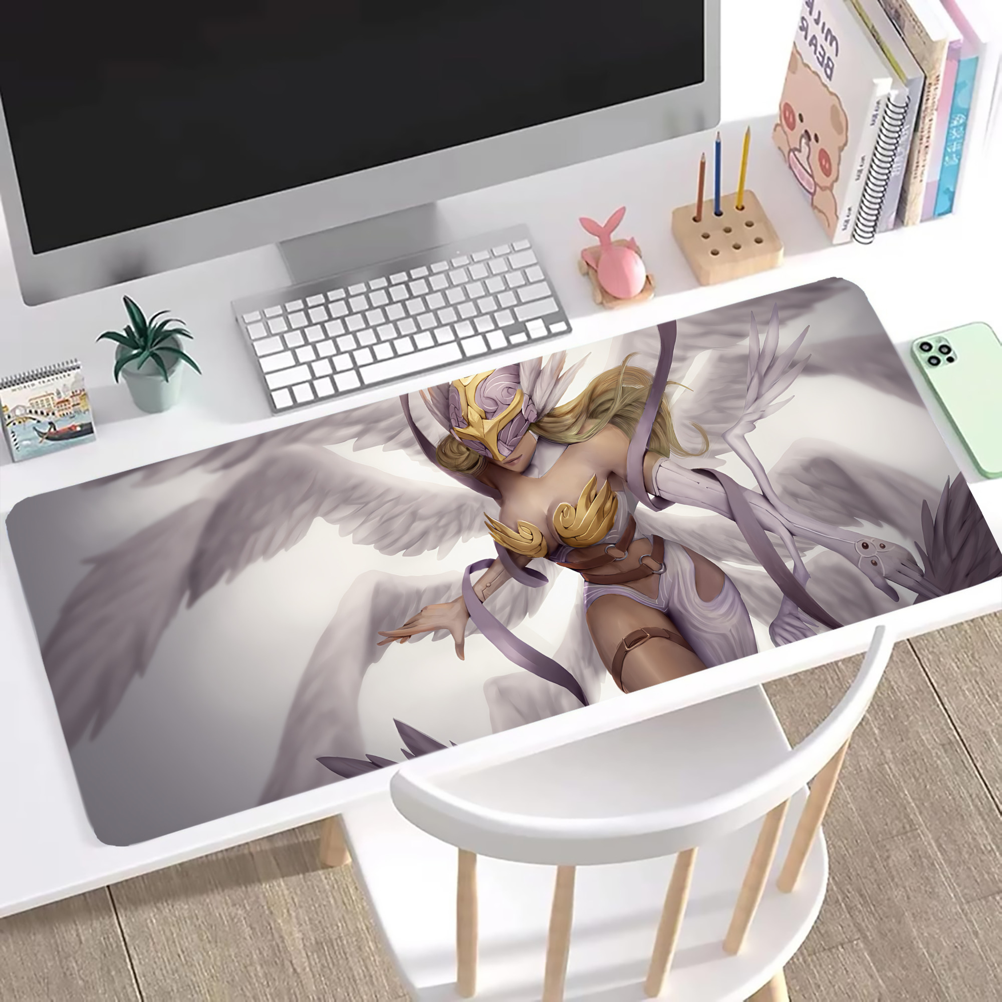 （画像用） Digimon デジタルモンスター/デジモン ステッチ加工 大判デスクマット／滑り止めマウスパッド