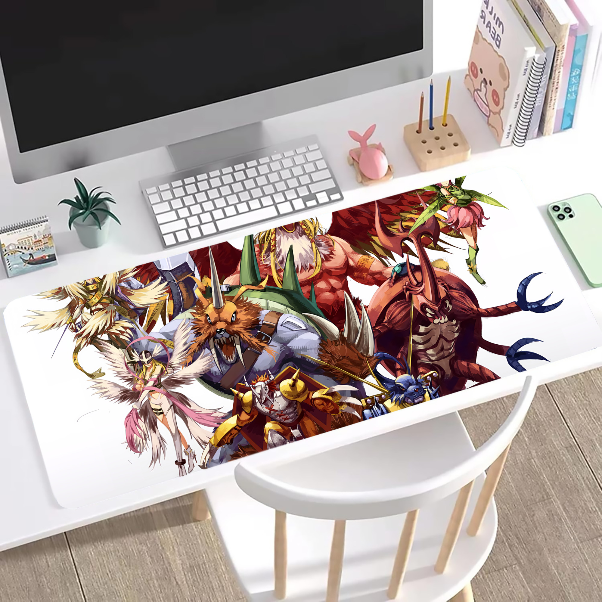 （画像用） Digimon デジタルモンスター/デジモン ステッチ加工 大判デスクマット／滑り止めマウスパッド