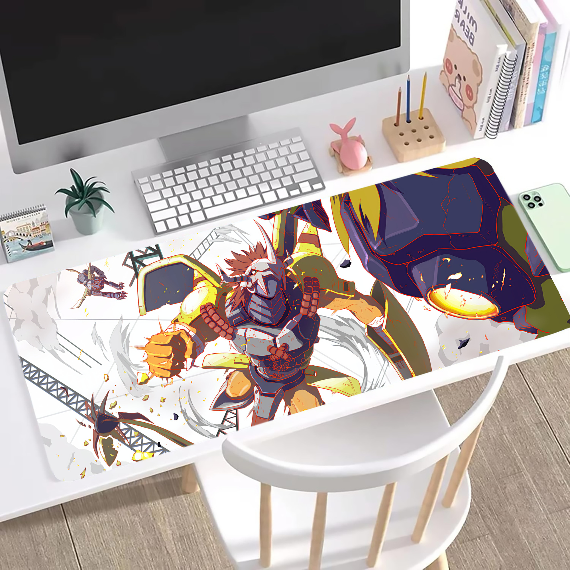 （画像用） Digimon デジタルモンスター/デジモン ステッチ加工 大判デスクマット／滑り止めマウスパッド
