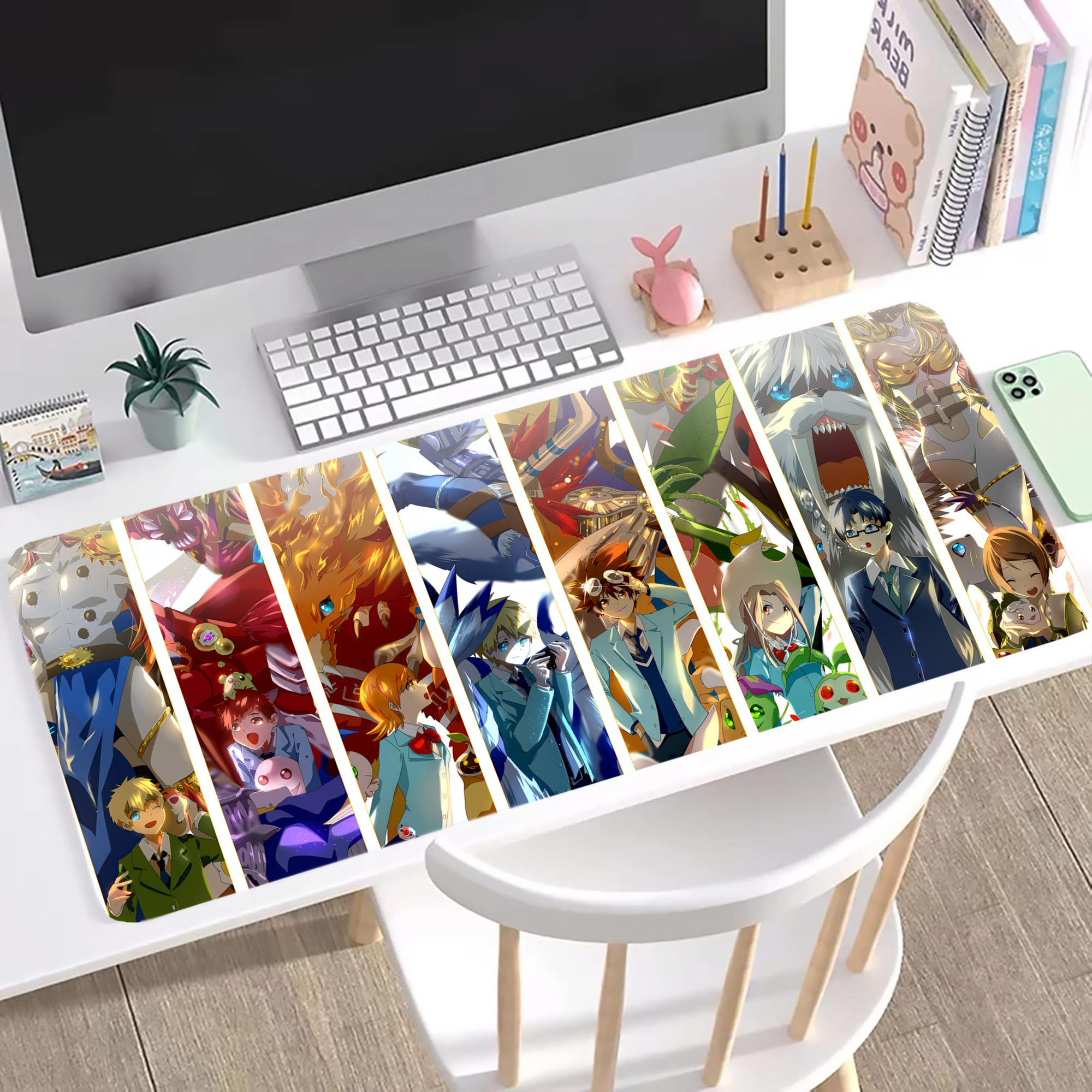 （画像用） Digimon デジタルモンスター/デジモン ステッチ加工 大判デスクマット／滑り止めマウスパッド