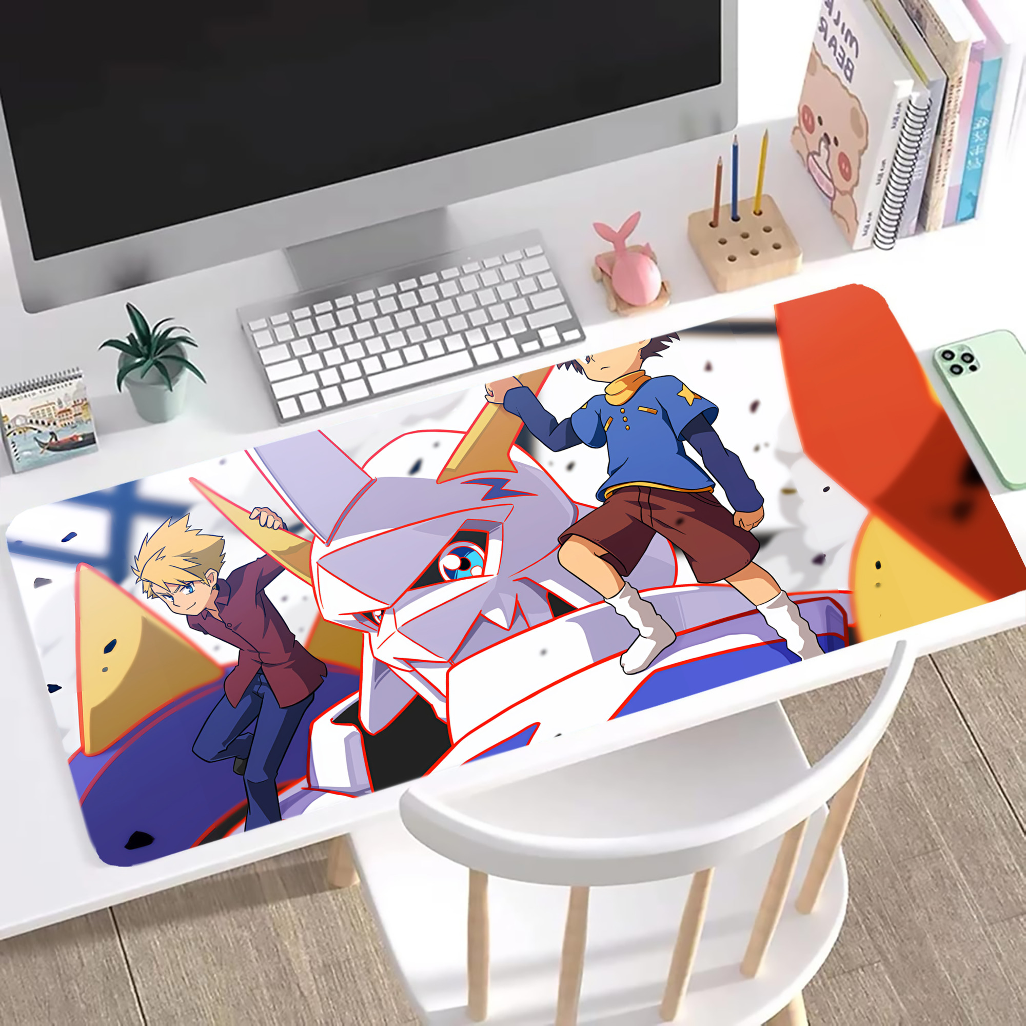 （画像用） Digimon デジタルモンスター/デジモン ステッチ加工 大判デスクマット／滑り止めマウスパッド