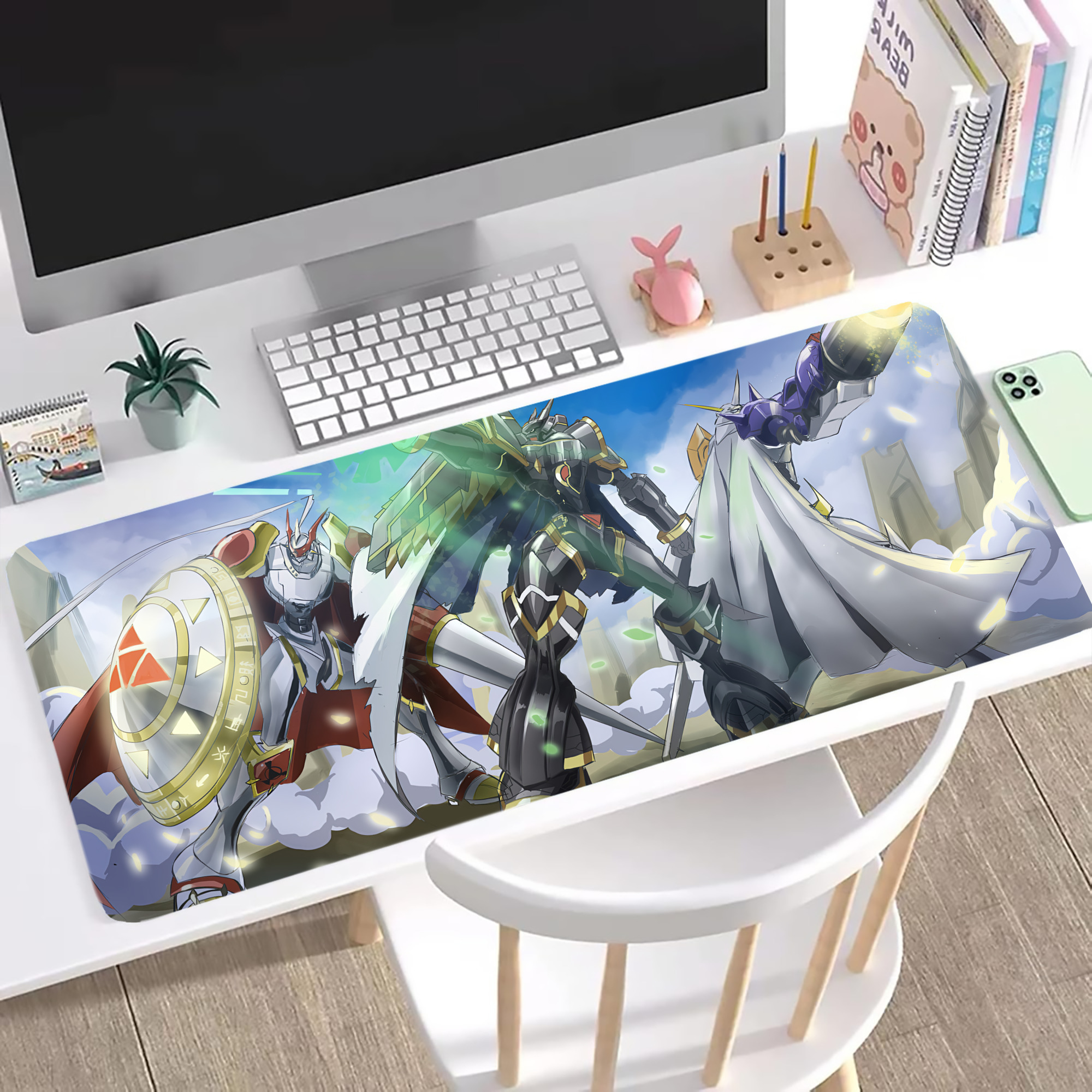 （画像用） Digimon デジタルモンスター/デジモン ステッチ加工 大判デスクマット／滑り止めマウスパッド