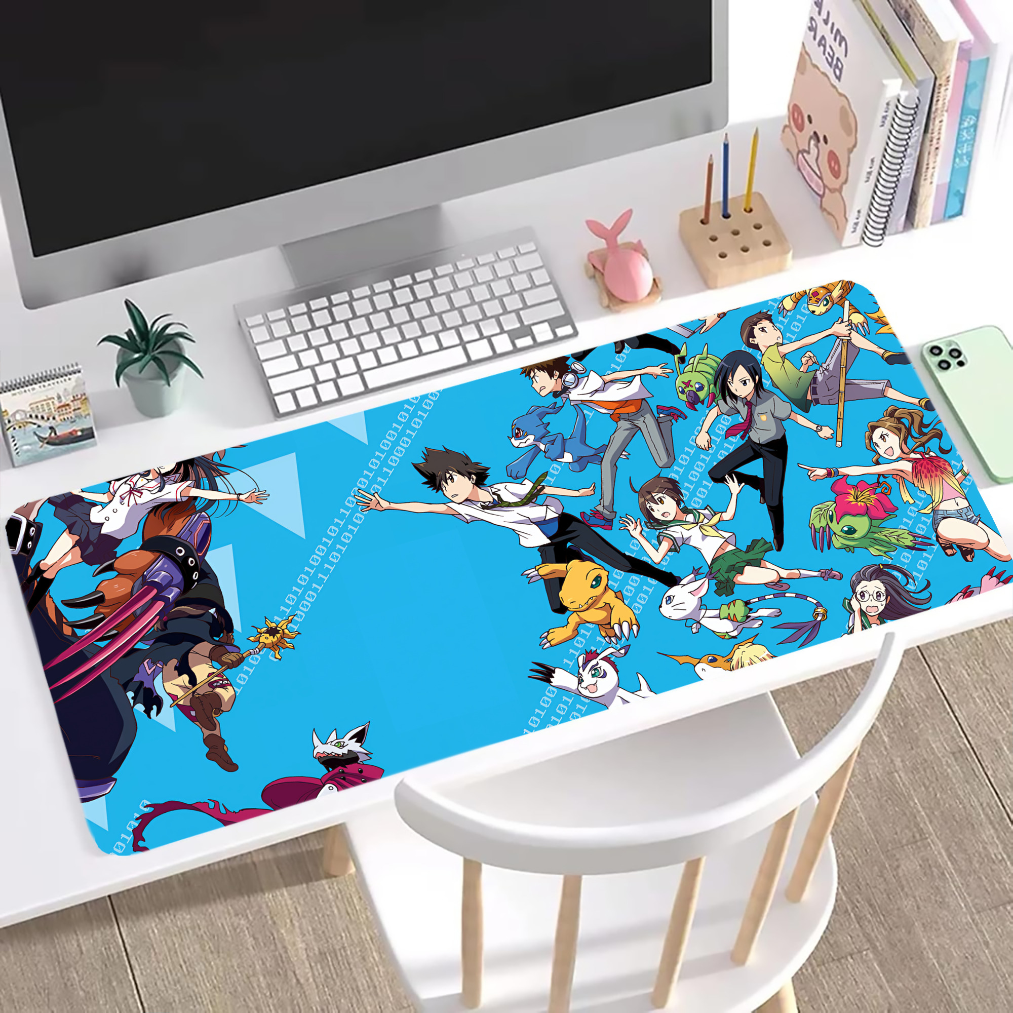 （画像用） Digimon デジタルモンスター/デジモン ステッチ加工 大判デスクマット／滑り止めマウスパッド