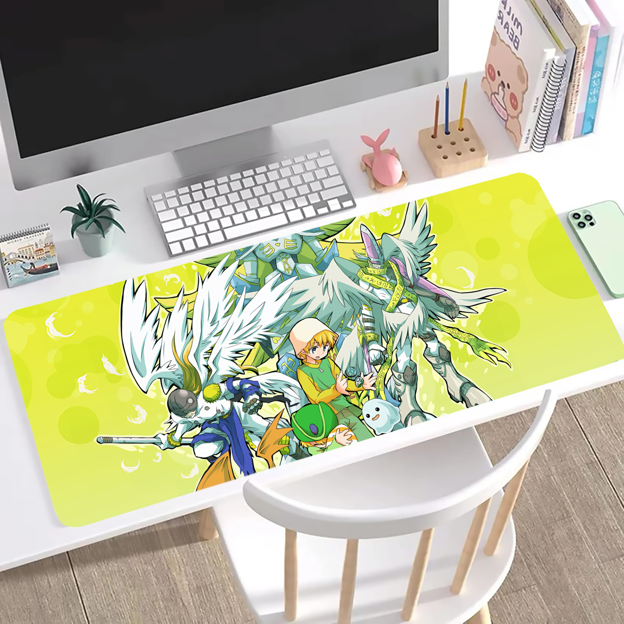 （画像用） Digimon デジタルモンスター/デジモン ステッチ加工 大判デスクマット／滑り止めマウスパッド