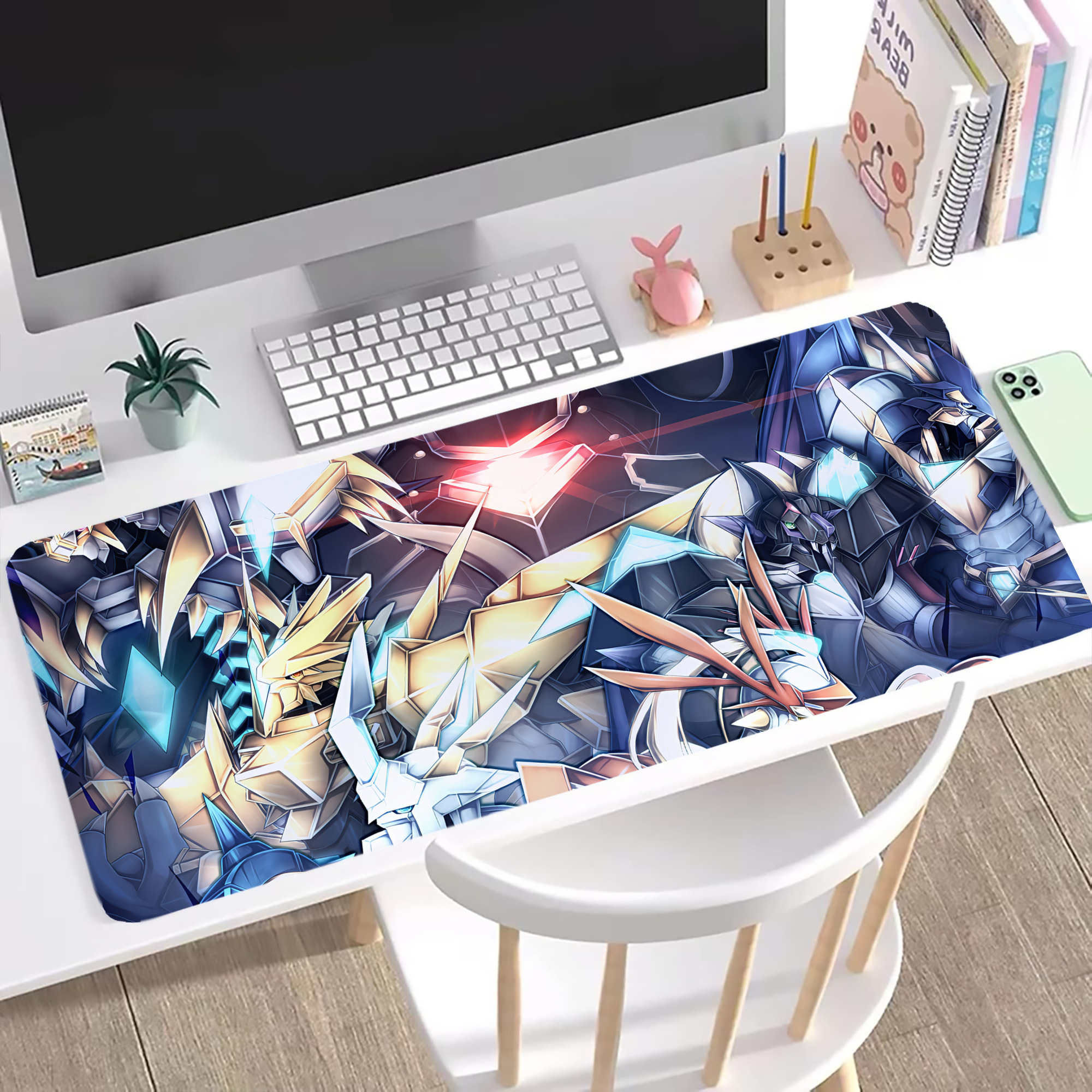 （画像用） Digimon デジタルモンスター/デジモン ステッチ加工 大判デスクマット／滑り止めマウスパッド
