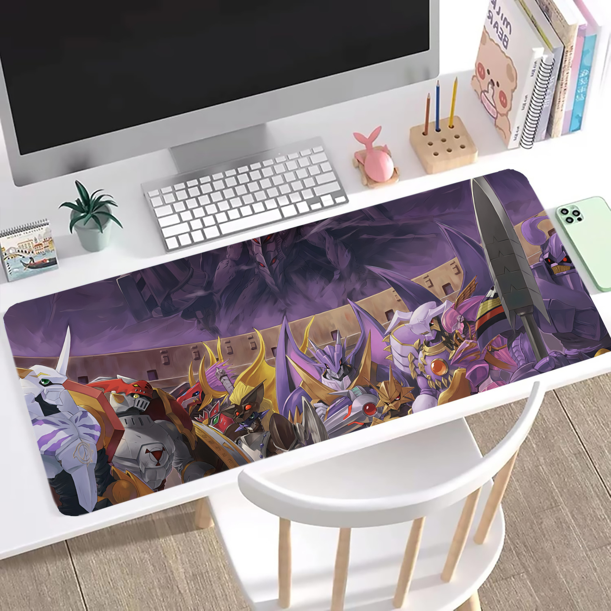 （画像用） Digimon デジタルモンスター/デジモン ステッチ加工 大判デスクマット／滑り止めマウスパッド