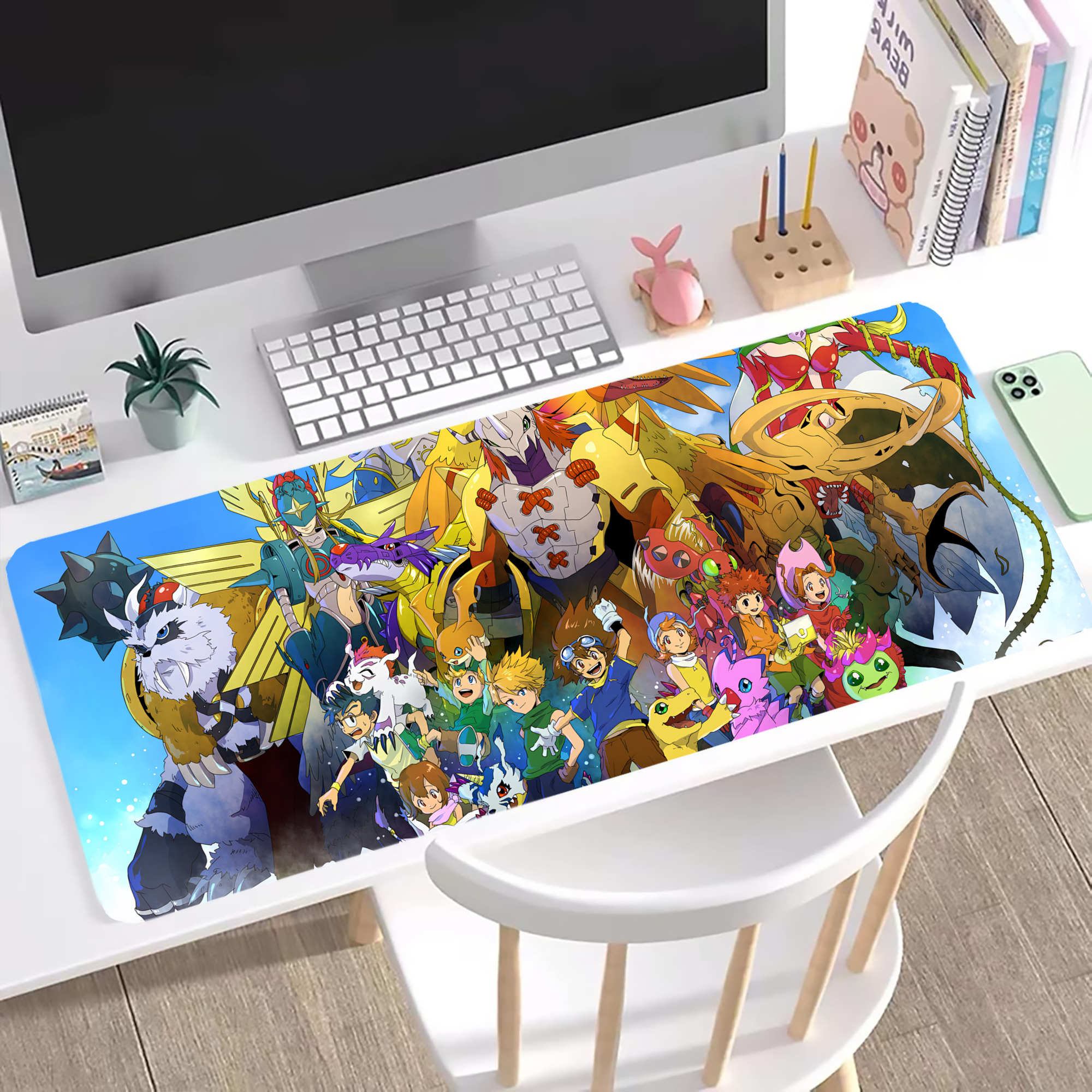（画像用） Digimon デジタルモンスター/デジモン ステッチ加工 大判デスクマット／滑り止めマウスパッド