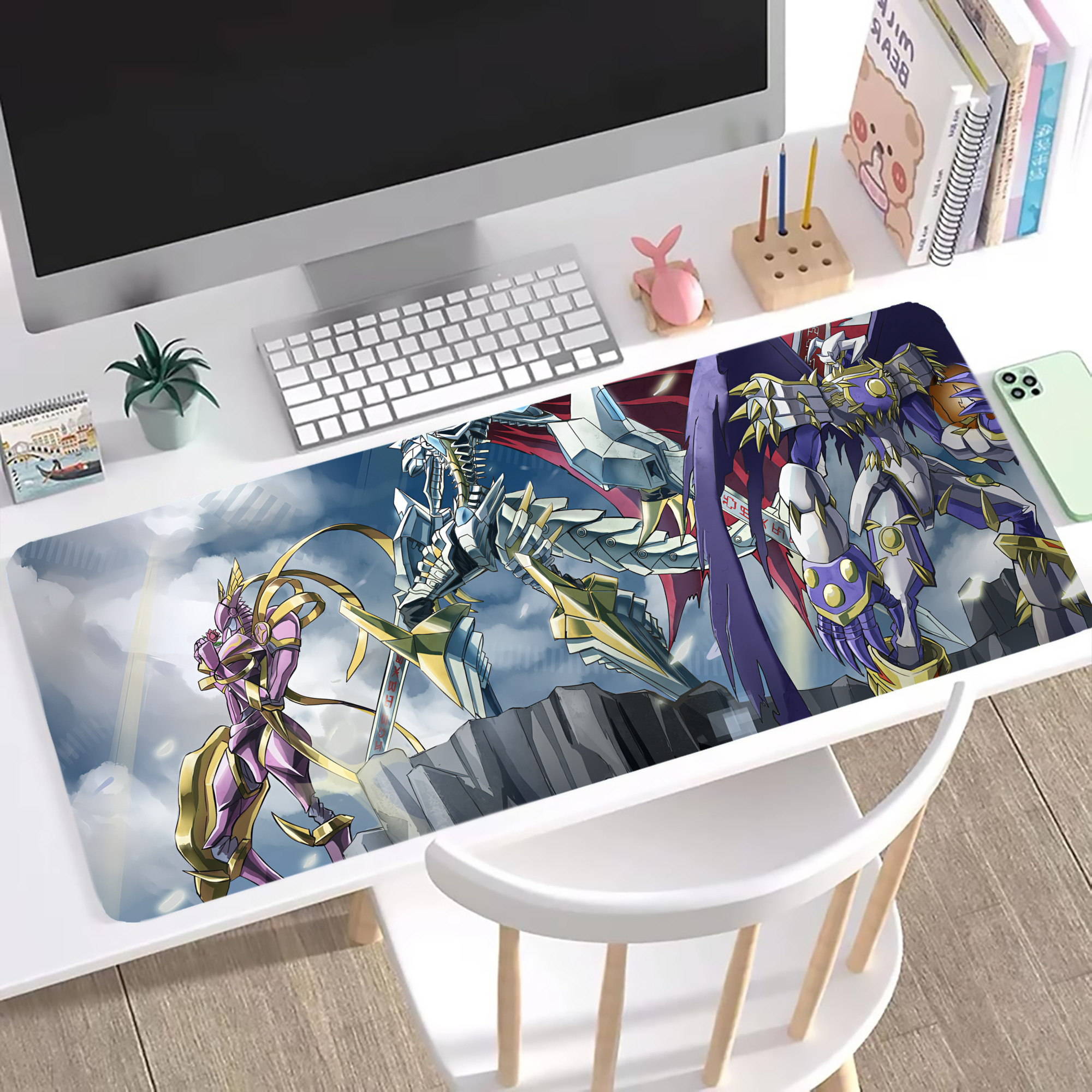 （画像用） Digimon デジタルモンスター/デジモン ステッチ加工 大判デスクマット／滑り止めマウスパッド