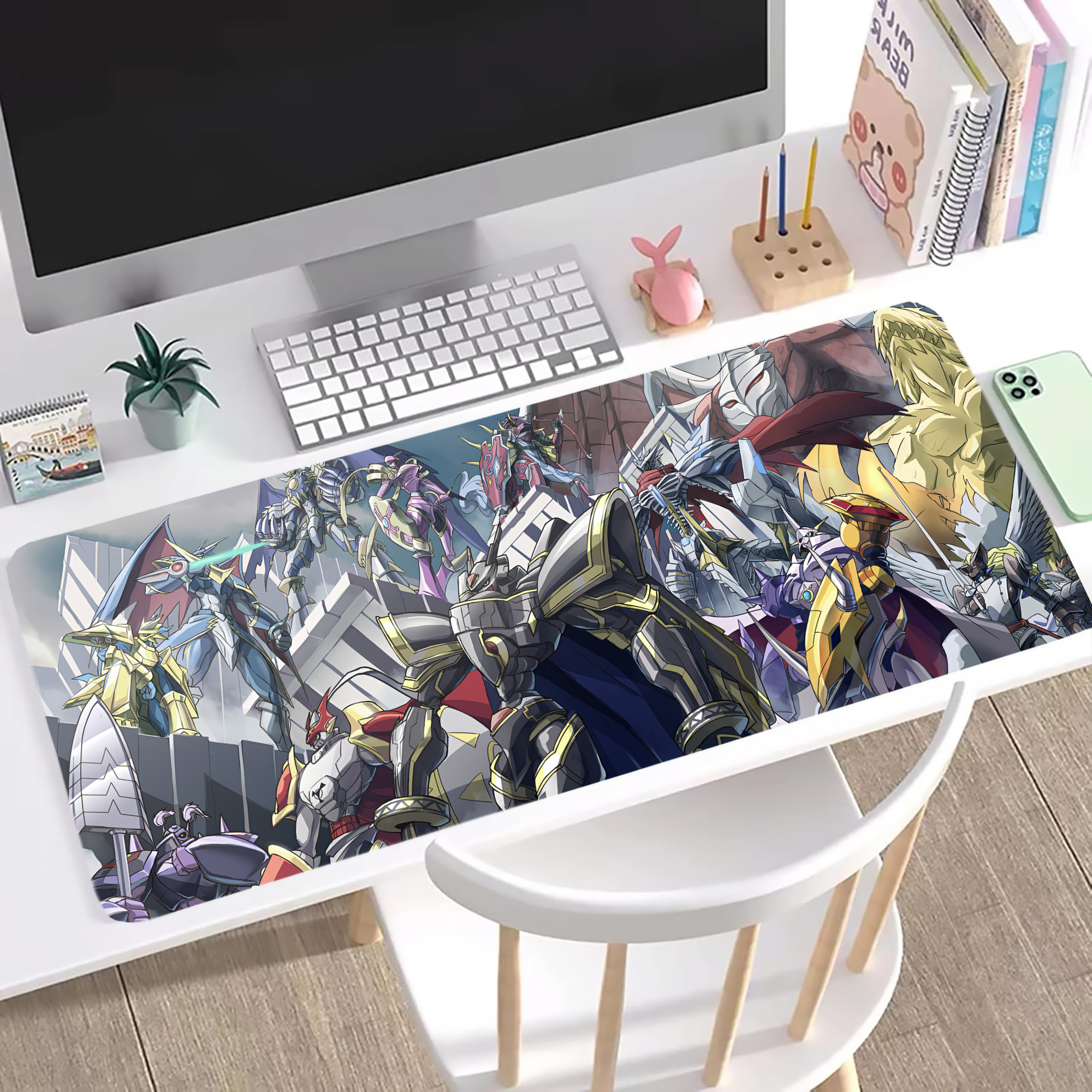 （画像用） Digimon デジタルモンスター/デジモン ステッチ加工 大判デスクマット／滑り止めマウスパッド