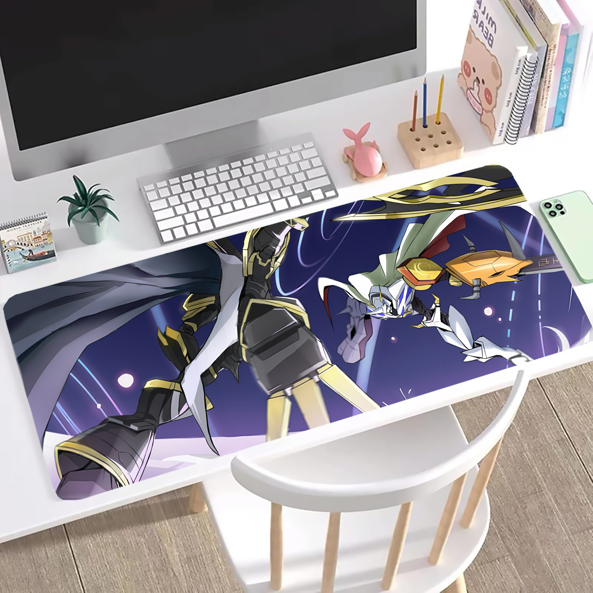 （画像用） Digimon デジタルモンスター/デジモン ステッチ加工 大判デスクマット／滑り止めマウスパッド