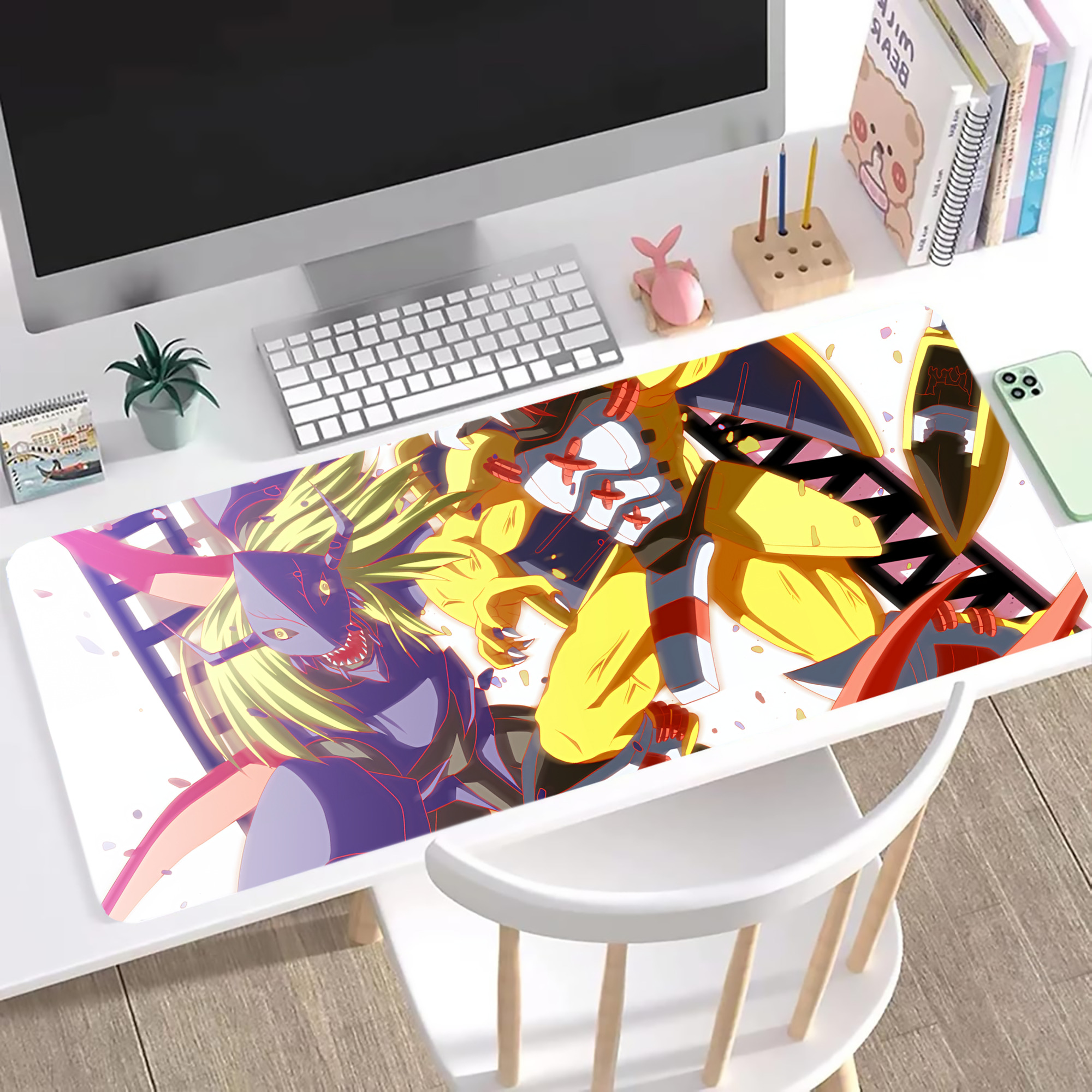 （画像用） Digimon デジタルモンスター/デジモン ステッチ加工 大判デスクマット／滑り止めマウスパッド
