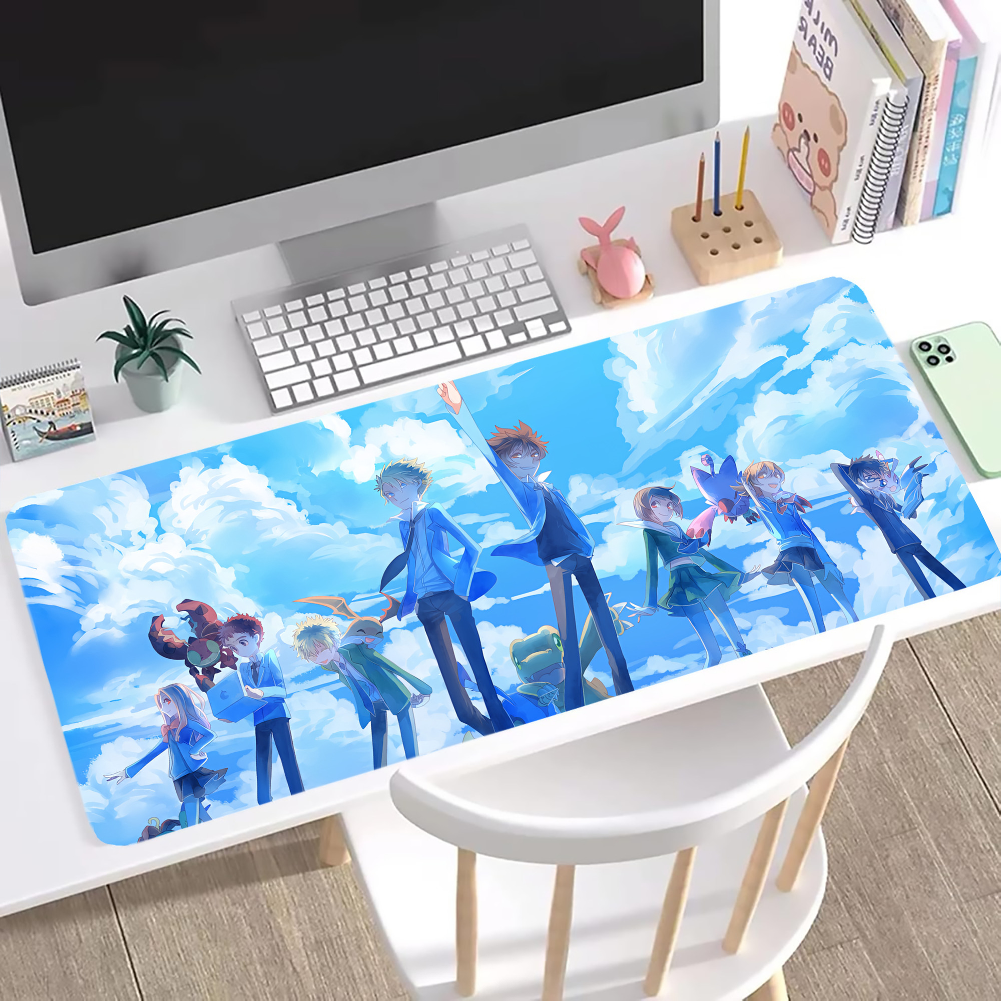 （画像用） Digimon デジタルモンスター/デジモン ステッチ加工 大判デスクマット／滑り止めマウスパッド