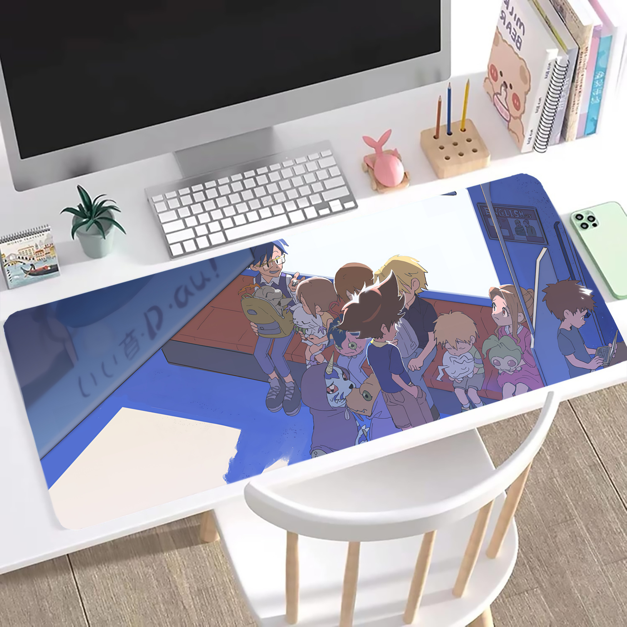 （画像用） Digimon デジタルモンスター/デジモン ステッチ加工 大判デスクマット／滑り止めマウスパッド