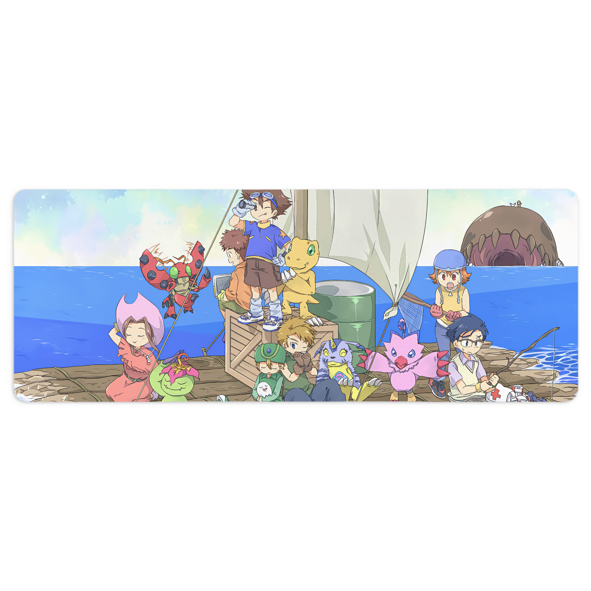 （画像用） Digimon デジタルモンスター/デジモン ステッチ加工 大判デスクマット／滑り止めマウスパッド
