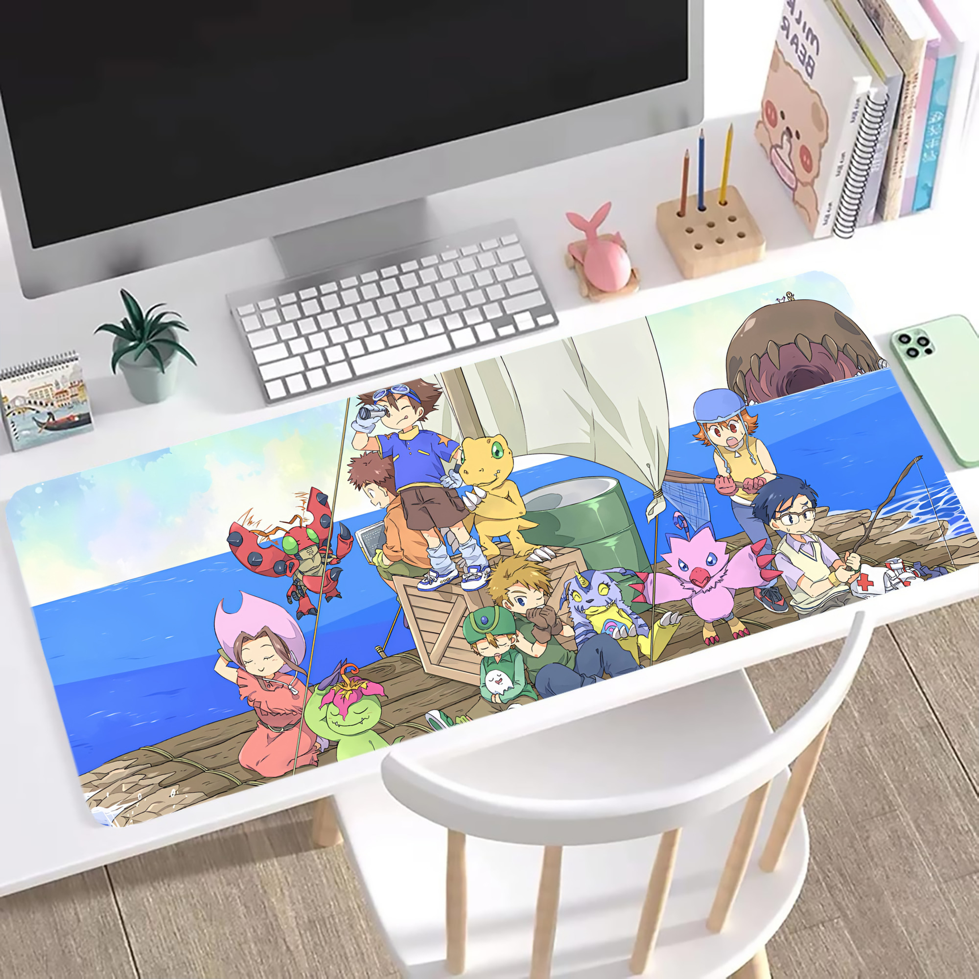（画像用） Digimon デジタルモンスター/デジモン ステッチ加工 大判デスクマット／滑り止めマウスパッド