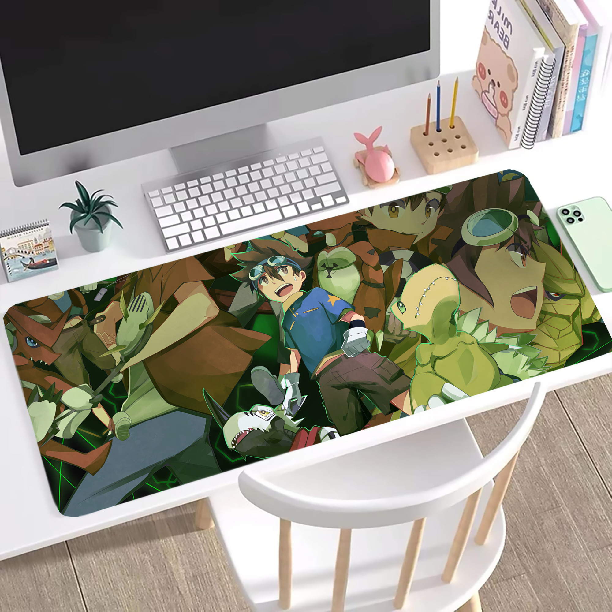 （画像用） Digimon デジタルモンスター/デジモン ステッチ加工 大判デスクマット／滑り止めマウスパッド