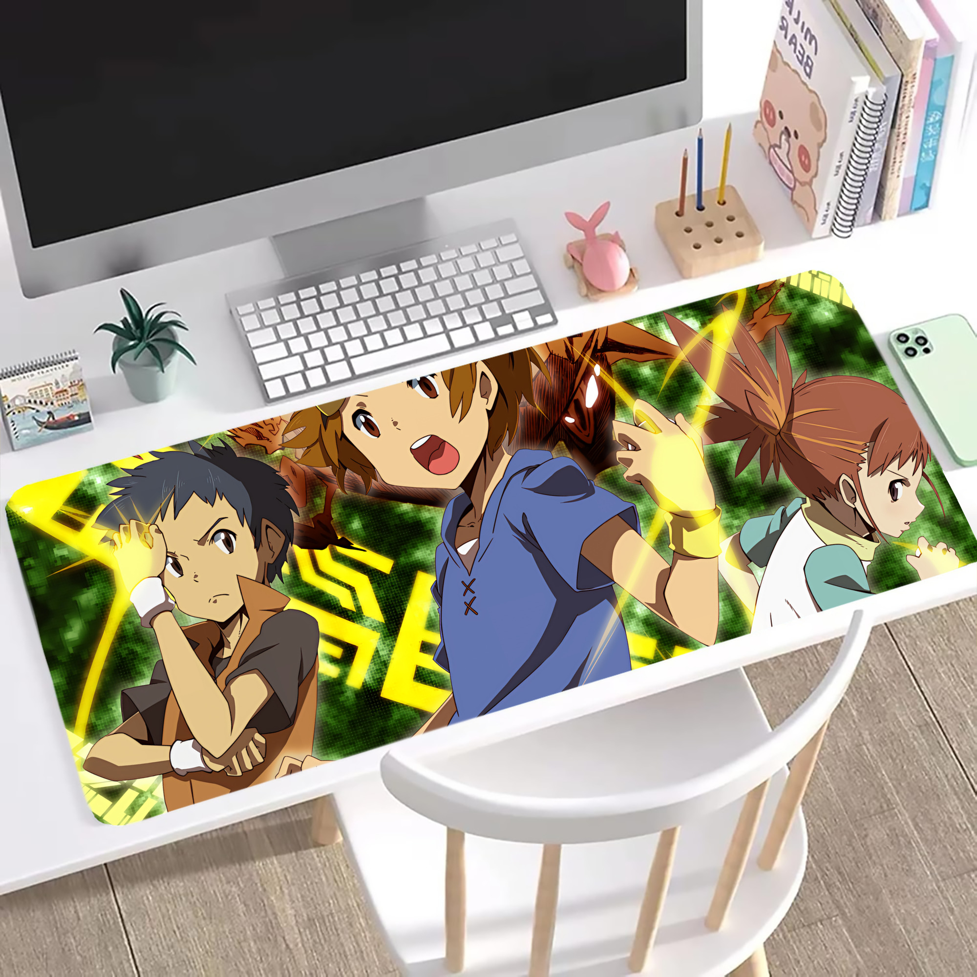 （画像用） Digimon デジタルモンスター/デジモン ステッチ加工 大判デスクマット／滑り止めマウスパッド