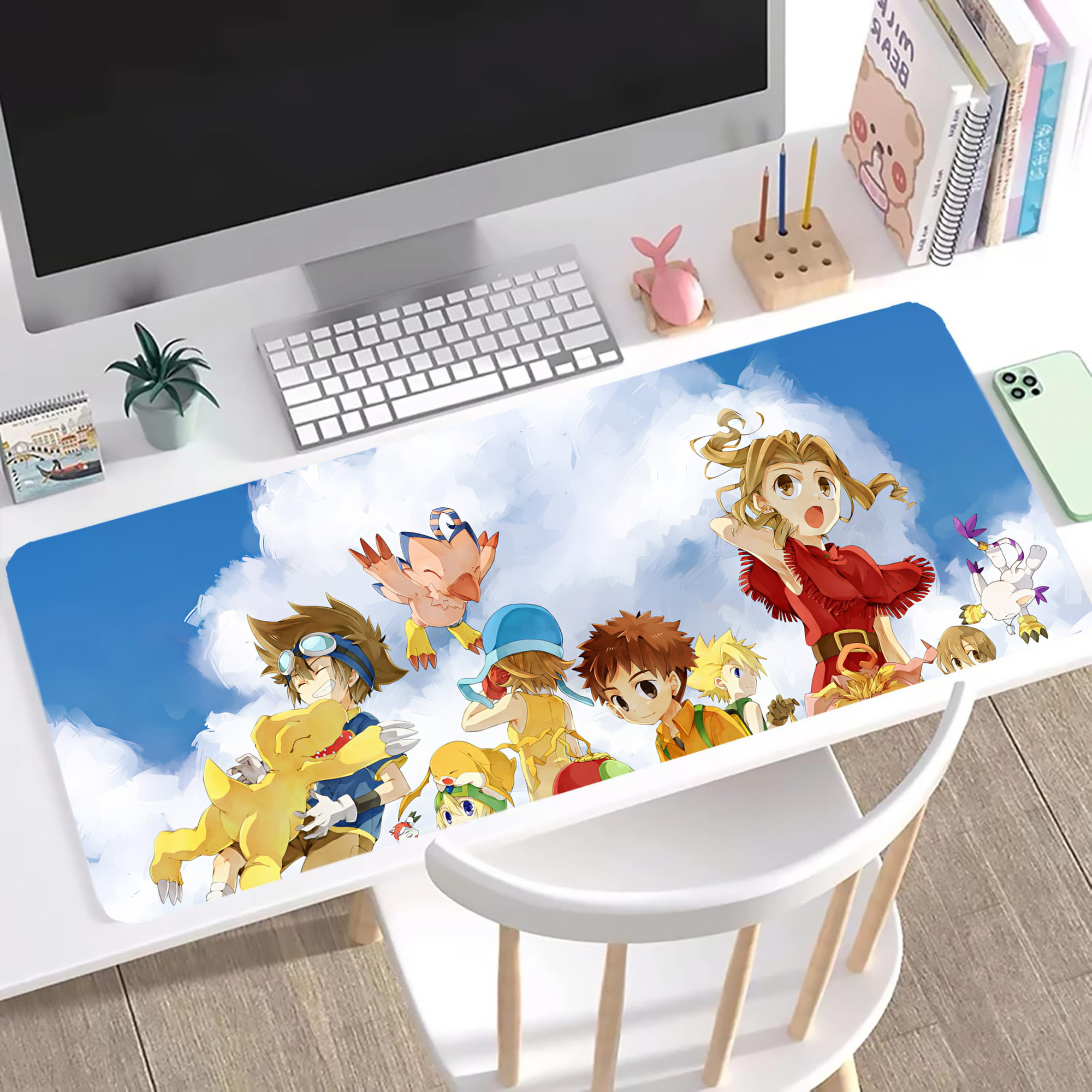 （画像用） Digimon デジタルモンスター/デジモン ステッチ加工 大判デスクマット／滑り止めマウスパッド