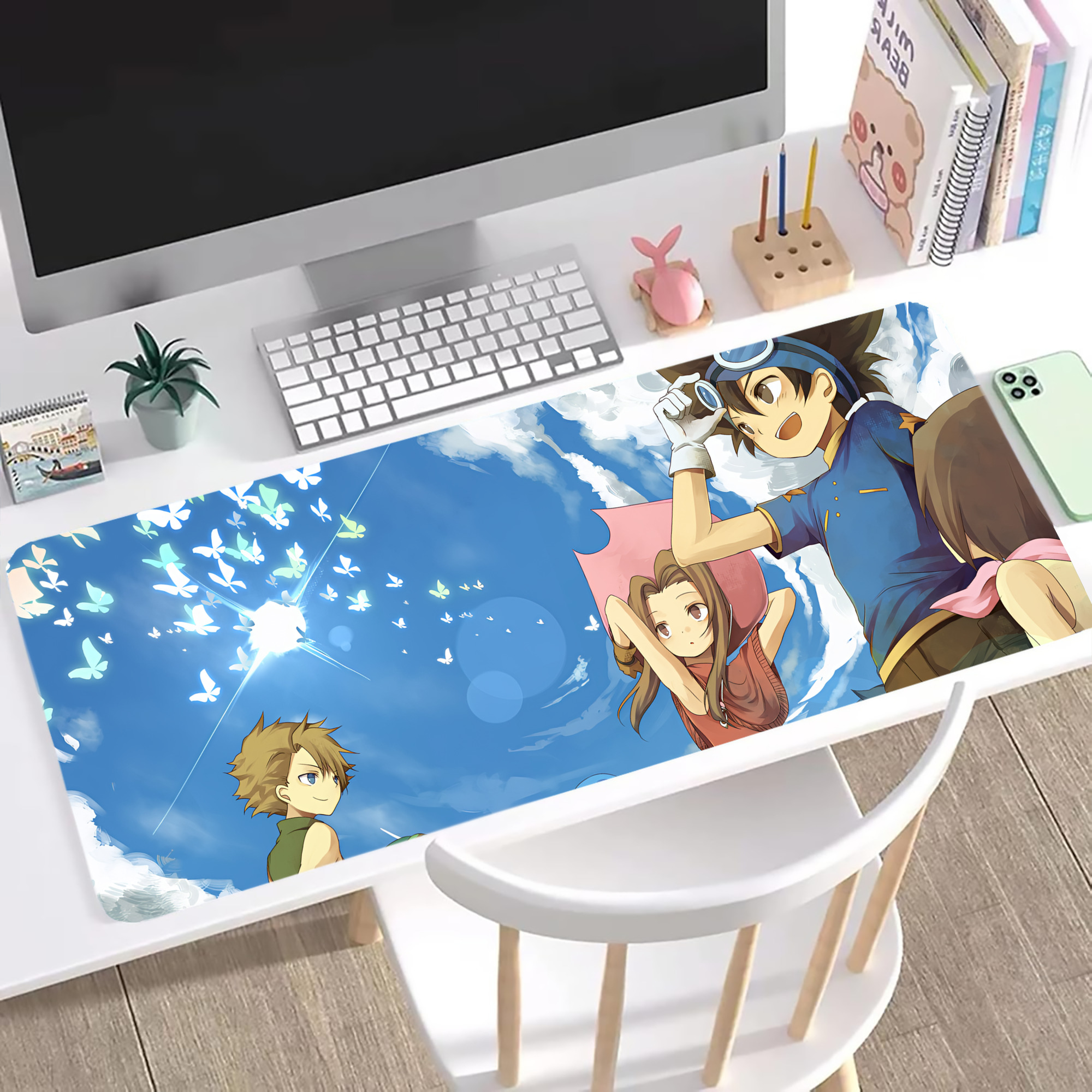 （画像用） Digimon デジタルモンスター/デジモン ステッチ加工 大判デスクマット／滑り止めマウスパッド