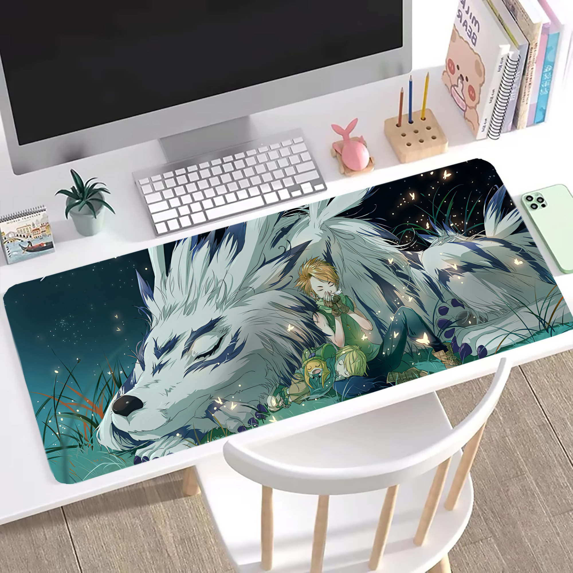 （画像用） Digimon デジタルモンスター/デジモン ステッチ加工 大判デスクマット／滑り止めマウスパッド