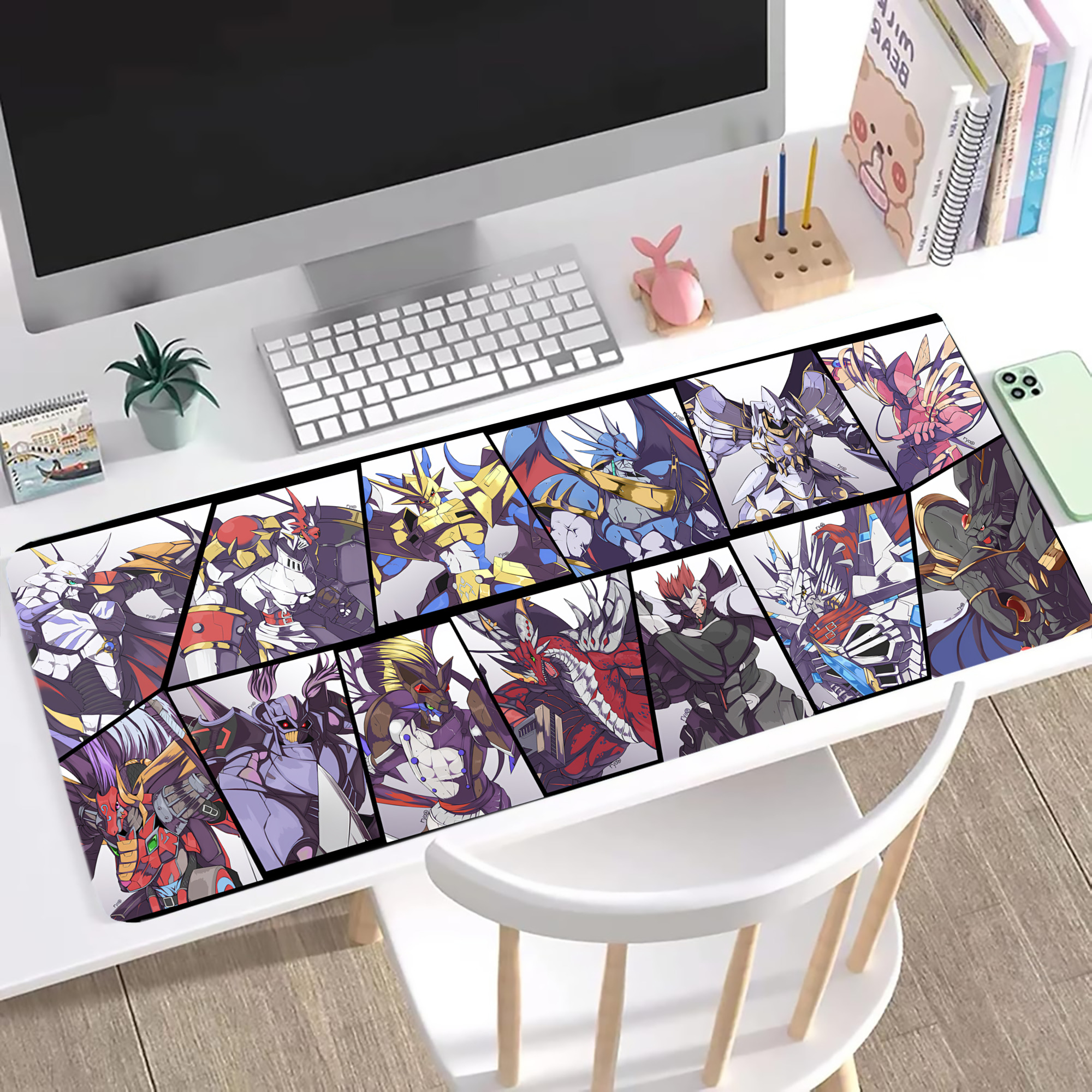 （画像用） Digimon デジタルモンスター/デジモン ステッチ加工 大判デスクマット／滑り止めマウスパッド