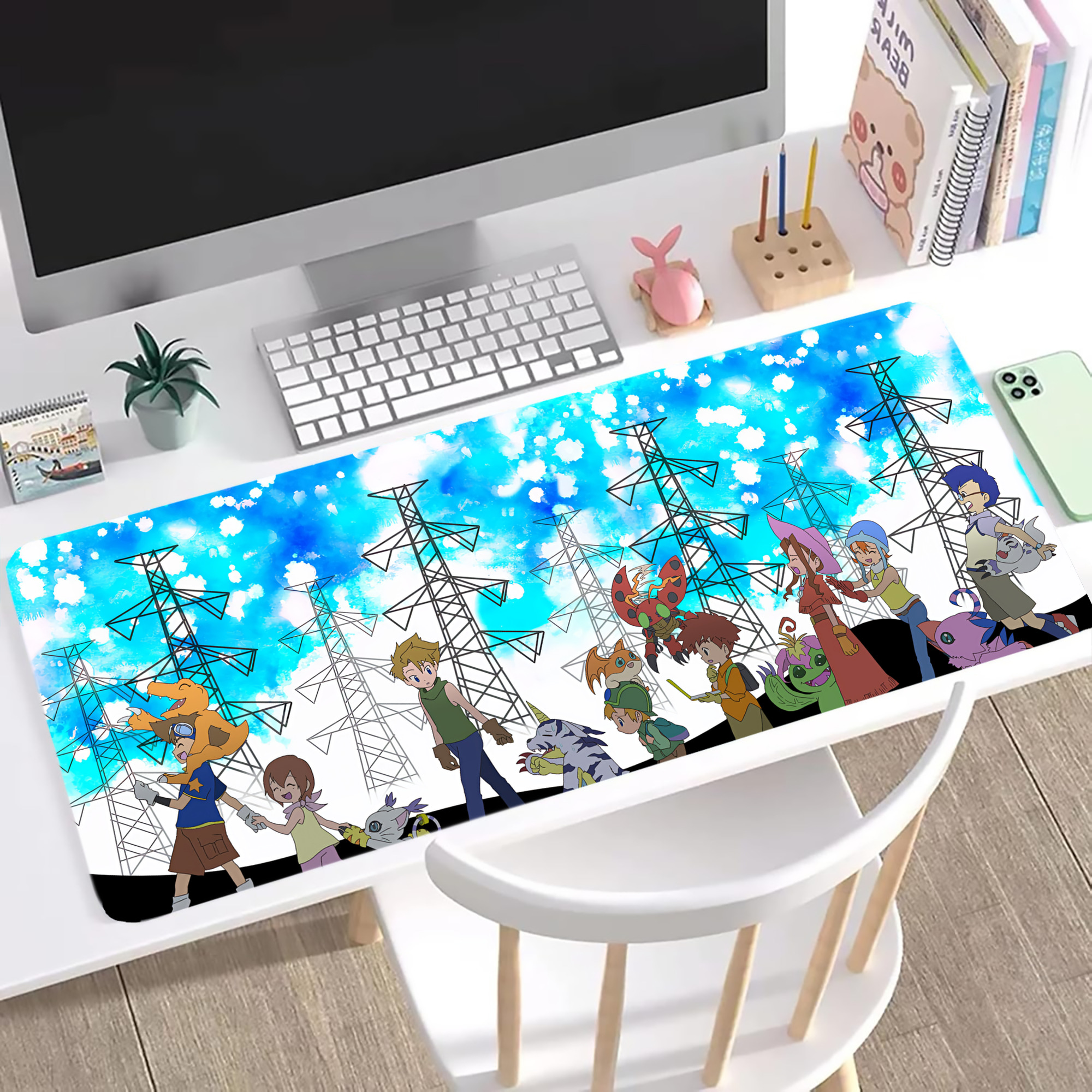（画像用） Digimon デジタルモンスター/デジモン ステッチ加工 大判デスクマット／滑り止めマウスパッド