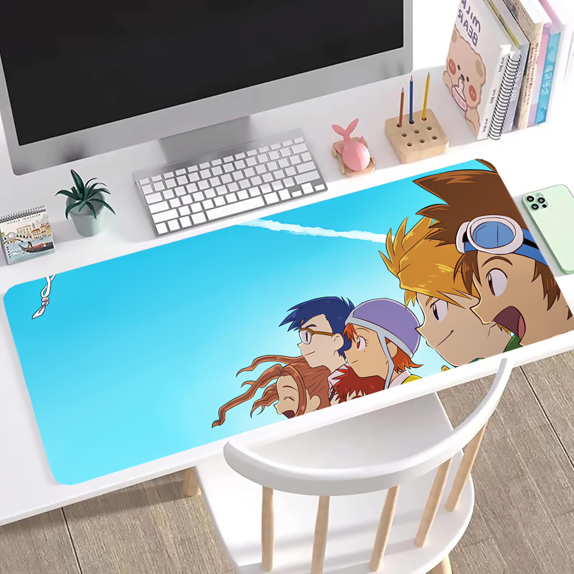 （画像用） Digimon デジタルモンスター/デジモン ステッチ加工 大判デスクマット／滑り止めマウスパッド
