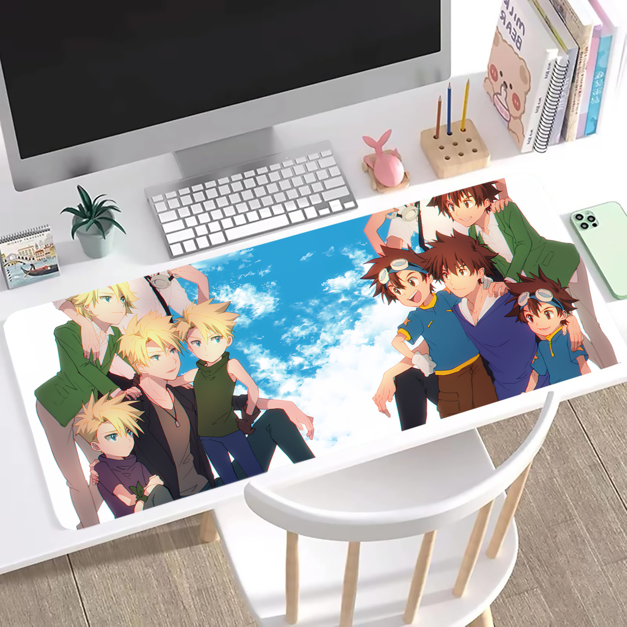 （画像用） Digimon デジタルモンスター/デジモン ステッチ加工 大判デスクマット／滑り止めマウスパッド