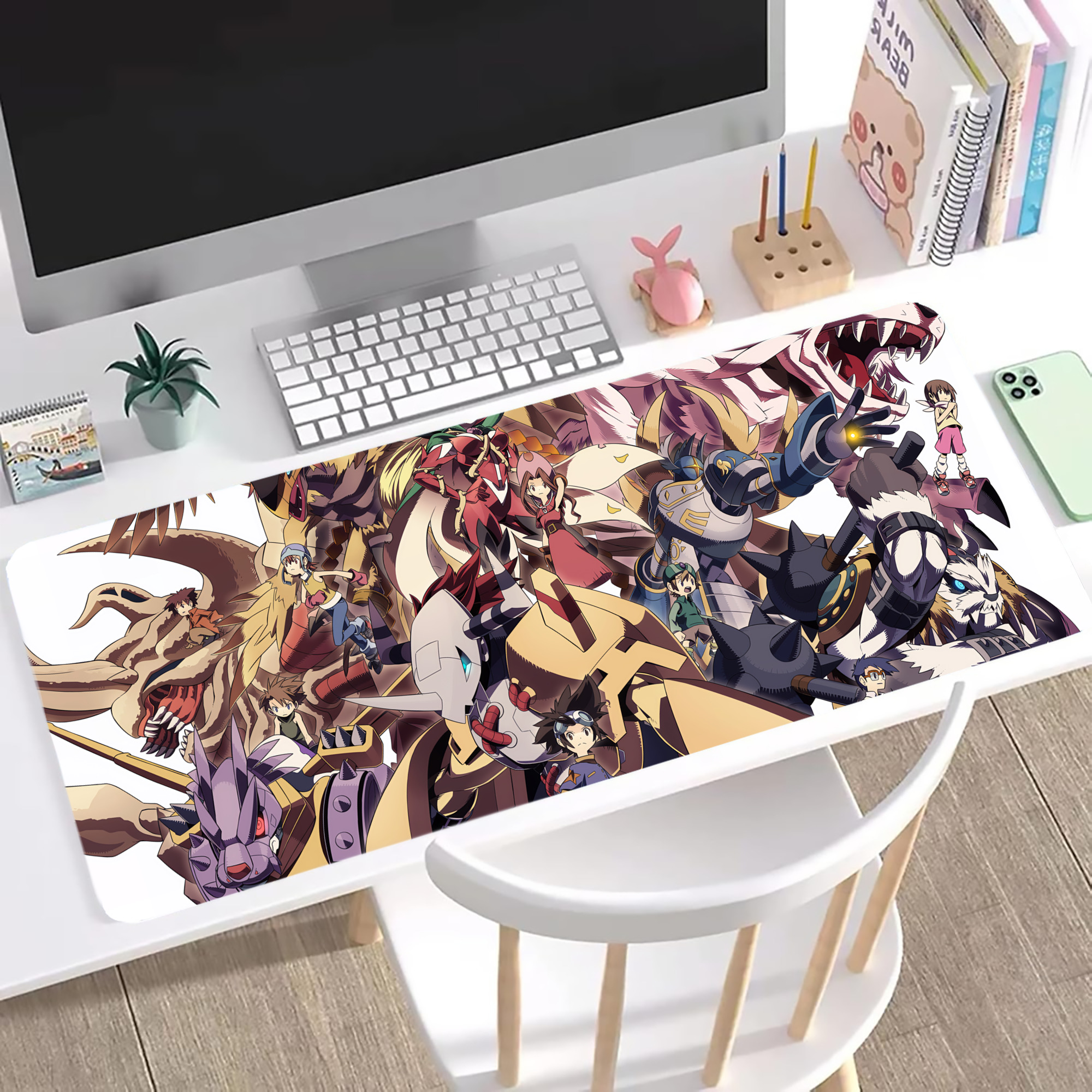 （画像用） Digimon デジタルモンスター/デジモン ステッチ加工 大判デスクマット／滑り止めマウスパッド