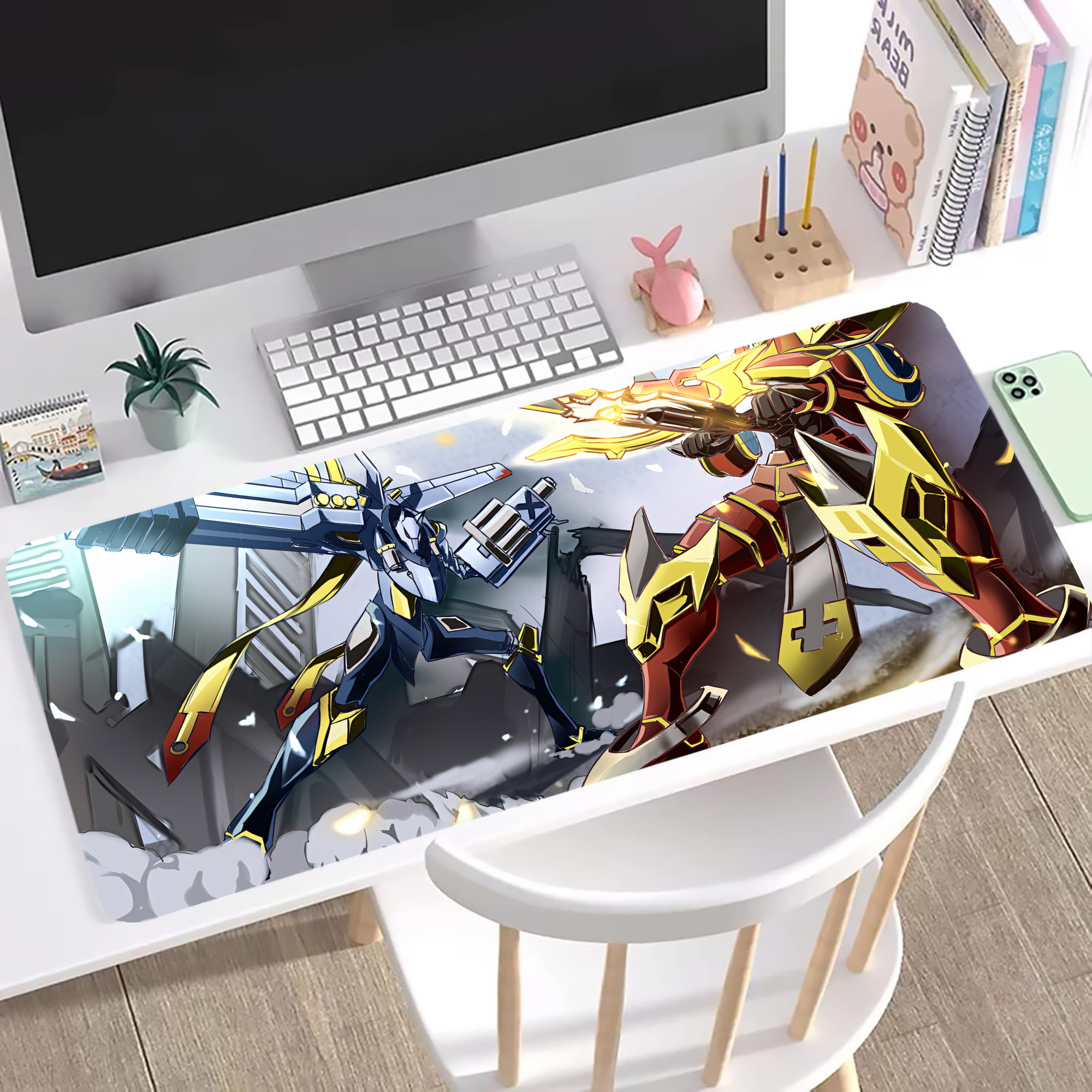 （画像用） Digimon デジタルモンスター/デジモン ステッチ加工 大判デスクマット／滑り止めマウスパッド