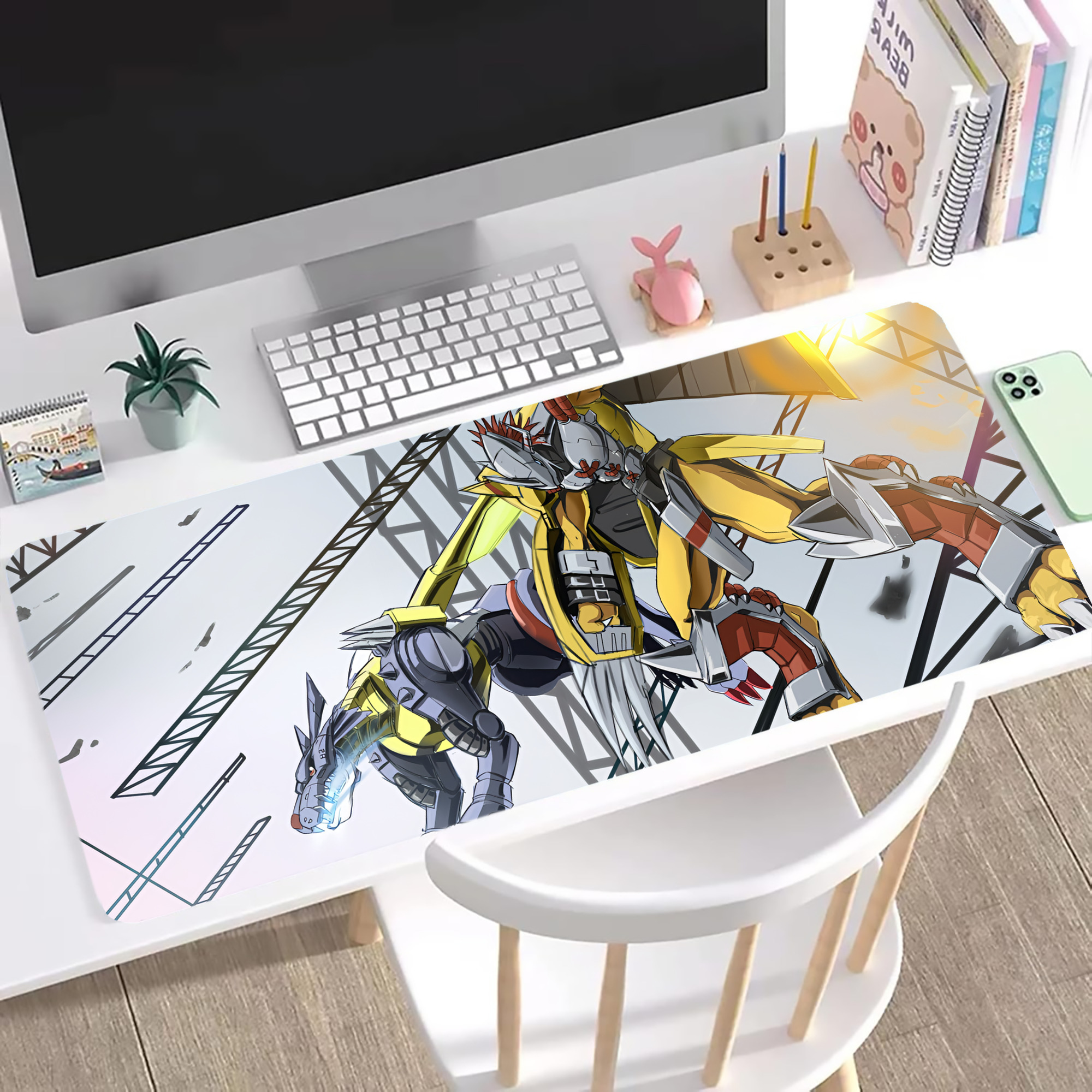 （画像用） Digimon デジタルモンスター/デジモン ステッチ加工 大判デスクマット／滑り止めマウスパッド
