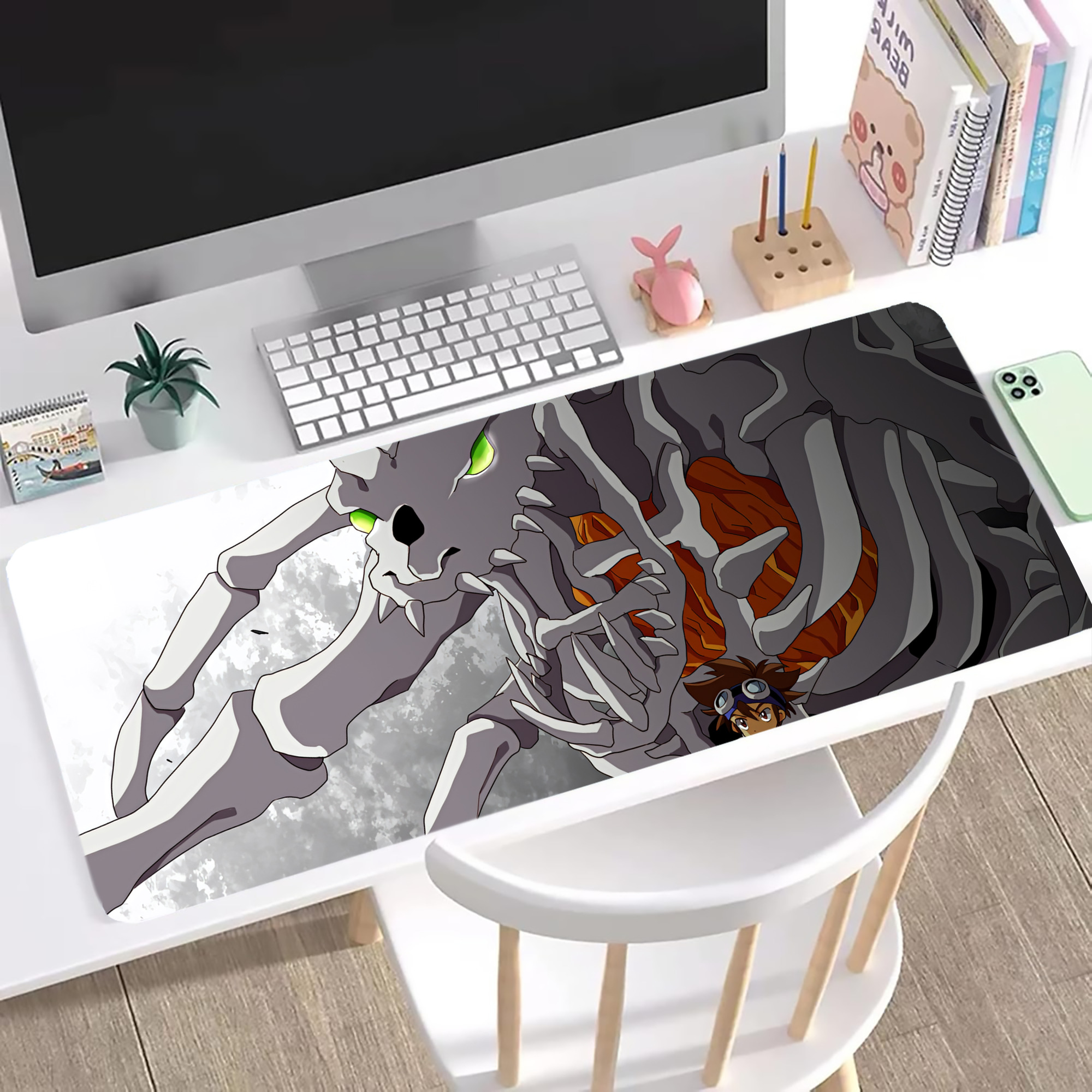 （画像用） Digimon デジタルモンスター/デジモン ステッチ加工 大判デスクマット／滑り止めマウスパッド
