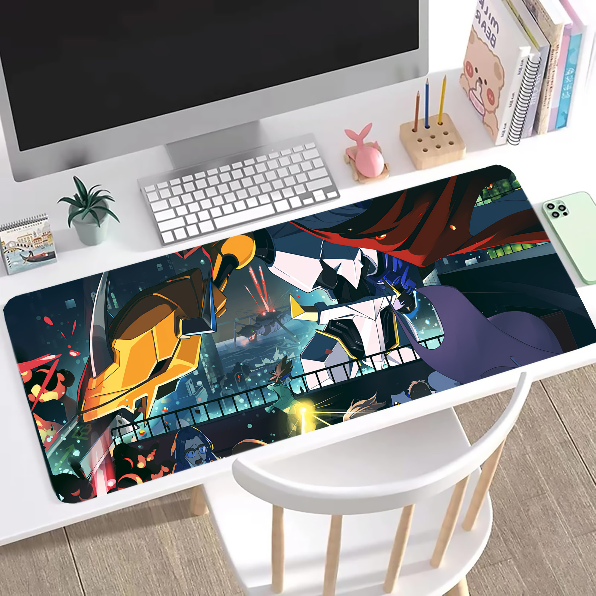（画像用） Digimon デジタルモンスター/デジモン ステッチ加工 大判デスクマット／滑り止めマウスパッド